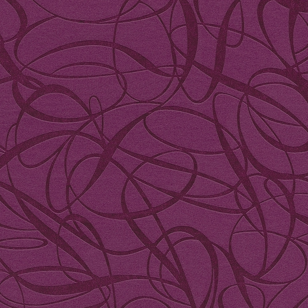             Tapete grafisches Linien-Design und 3D-Effekt – Violett, Metallic
        