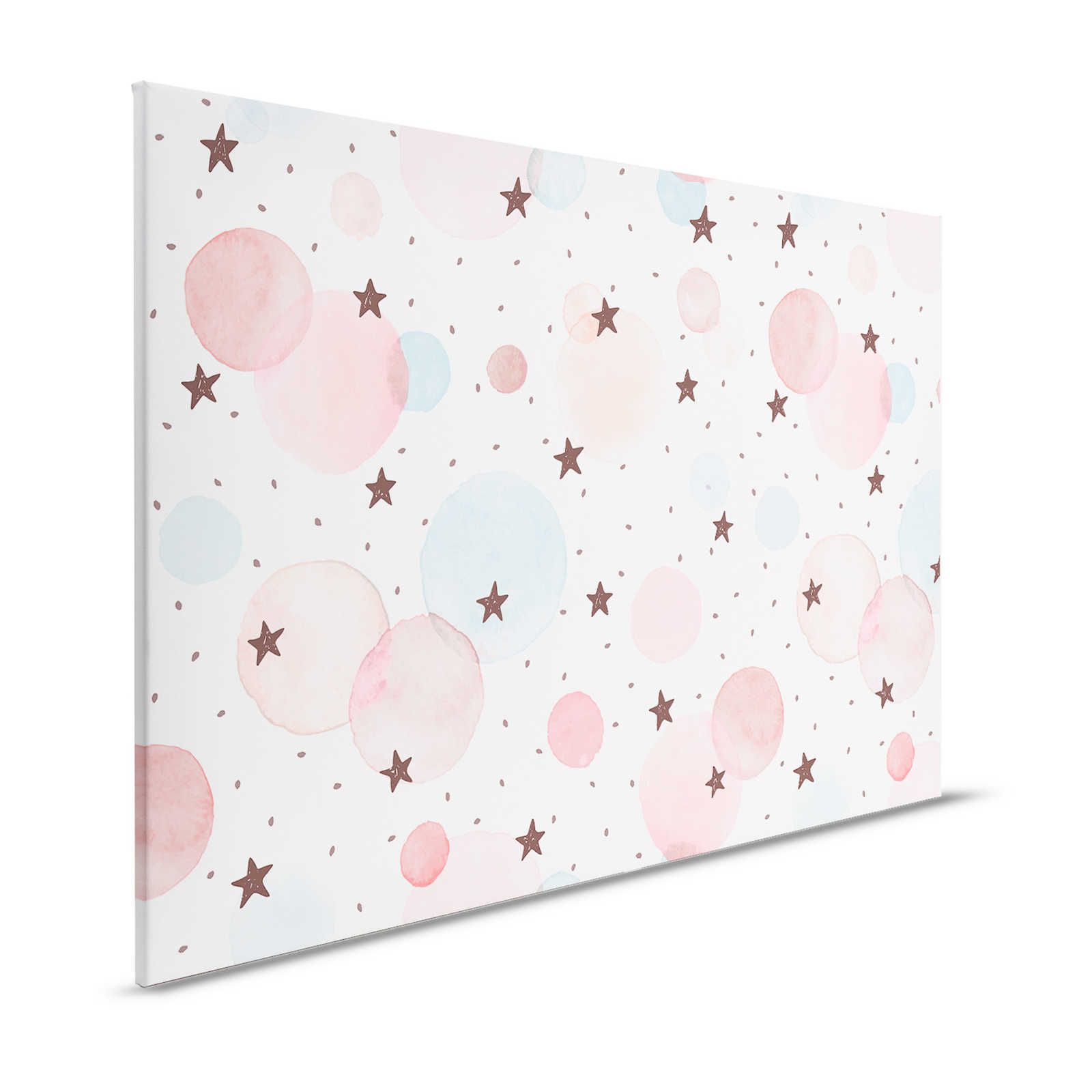 Leinwand fürs Kinderzimmer mit Sternen, Punkten und Kreisen – 120 cm x 80 cm
