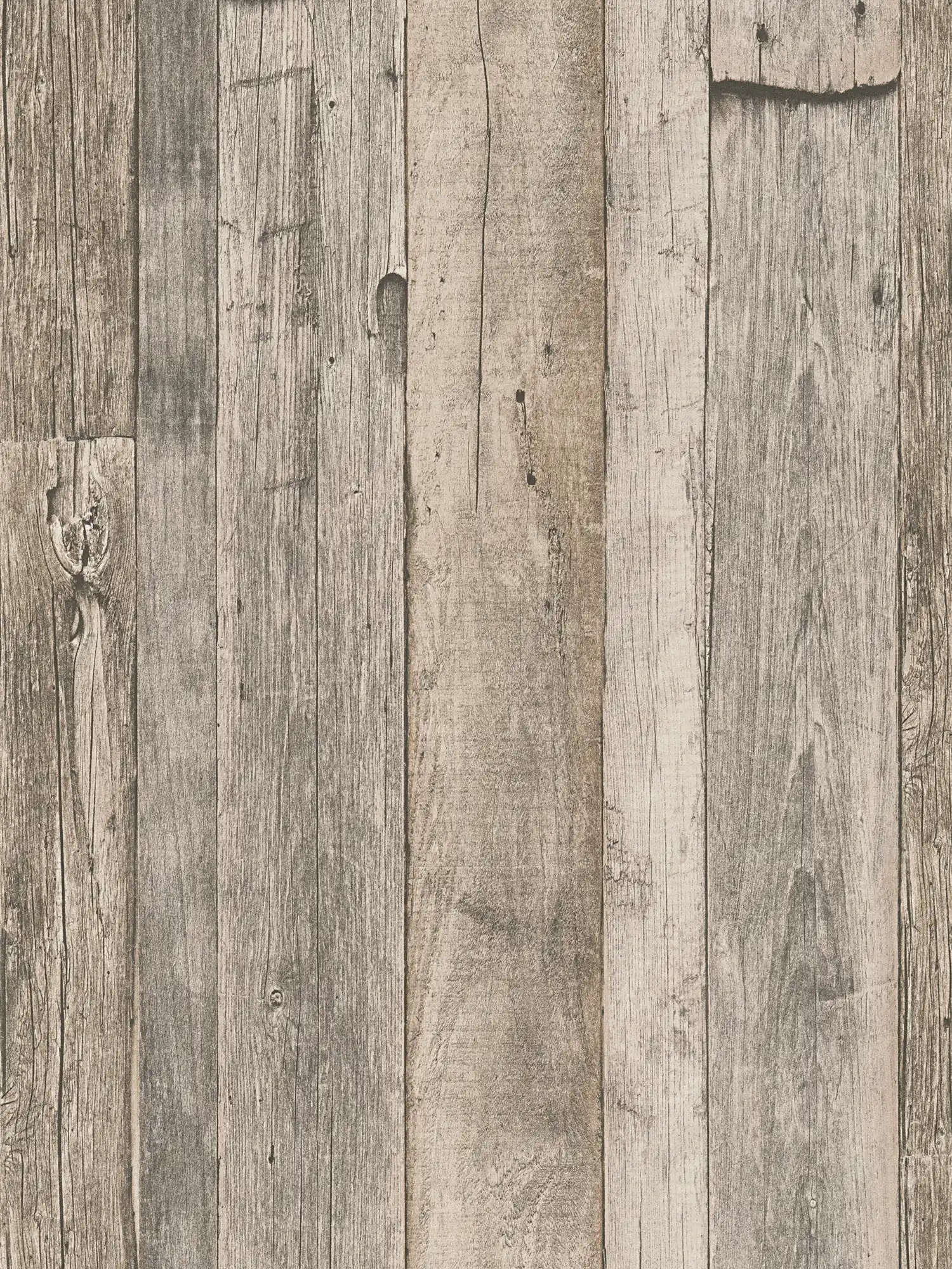         Holztapete mit Brettern im rustikalen Industrial Design – Beige, Schwarz, Creme
    