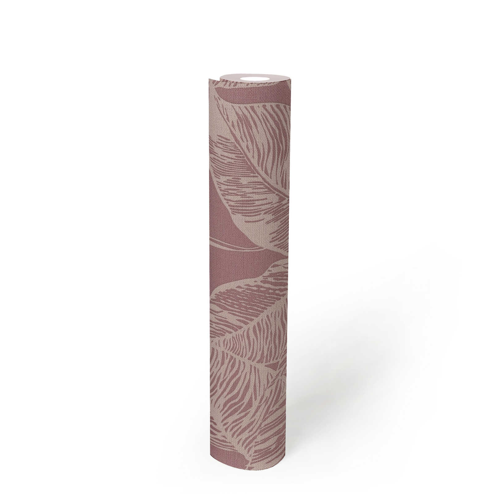            PVC-freie Vliestapete mit Blättermotiv – Rosa, Creme
        
