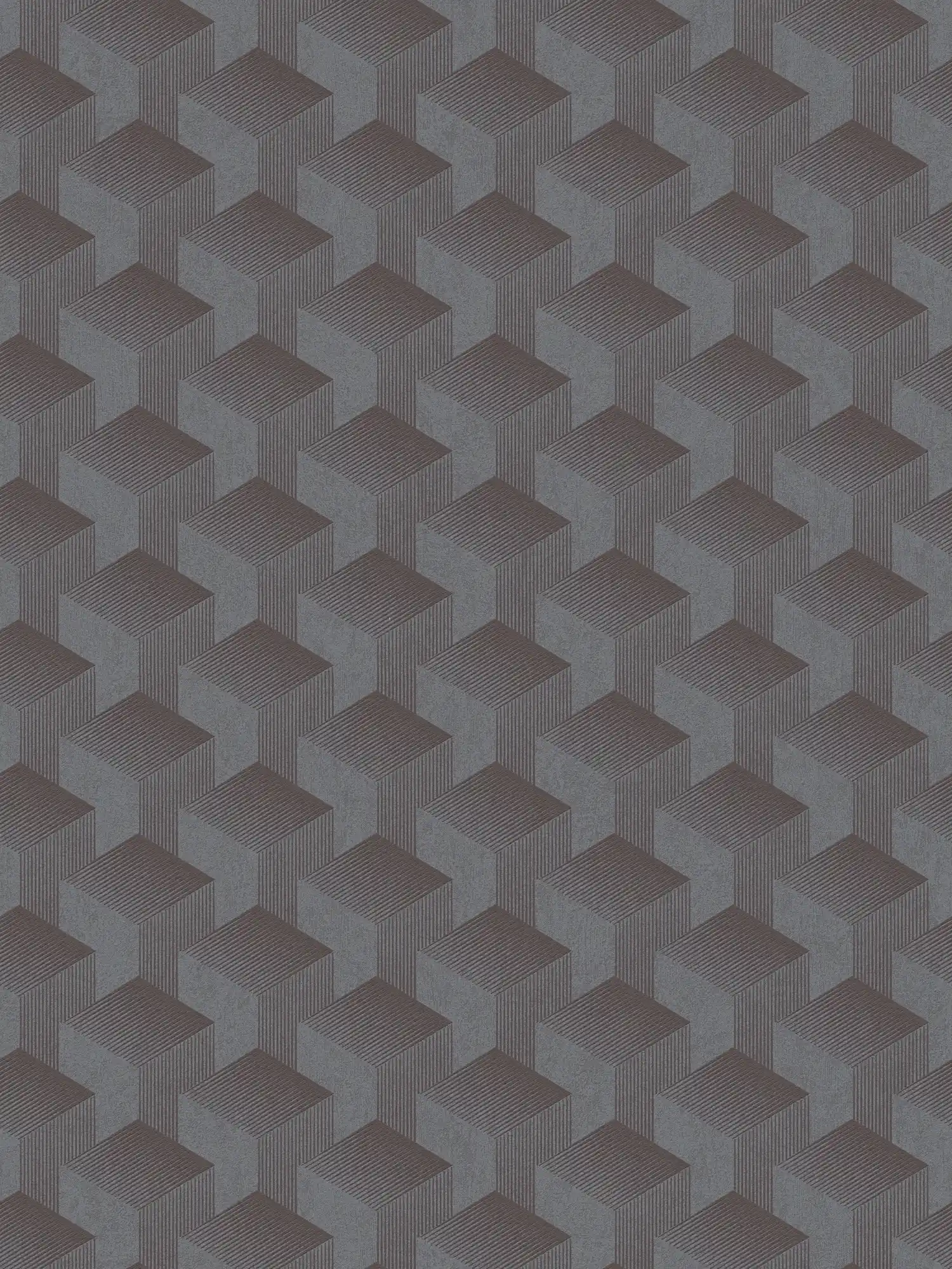 Grafik-Tapete mit 3D Muster matt – Dunkelgrau
