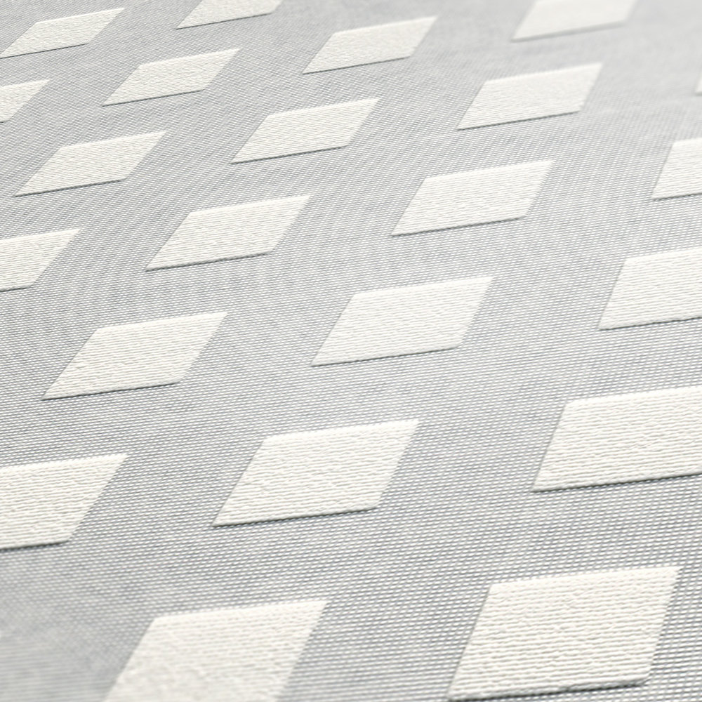             Überstreichbare Tapete mit 3D Quader Muster – Weiß
        