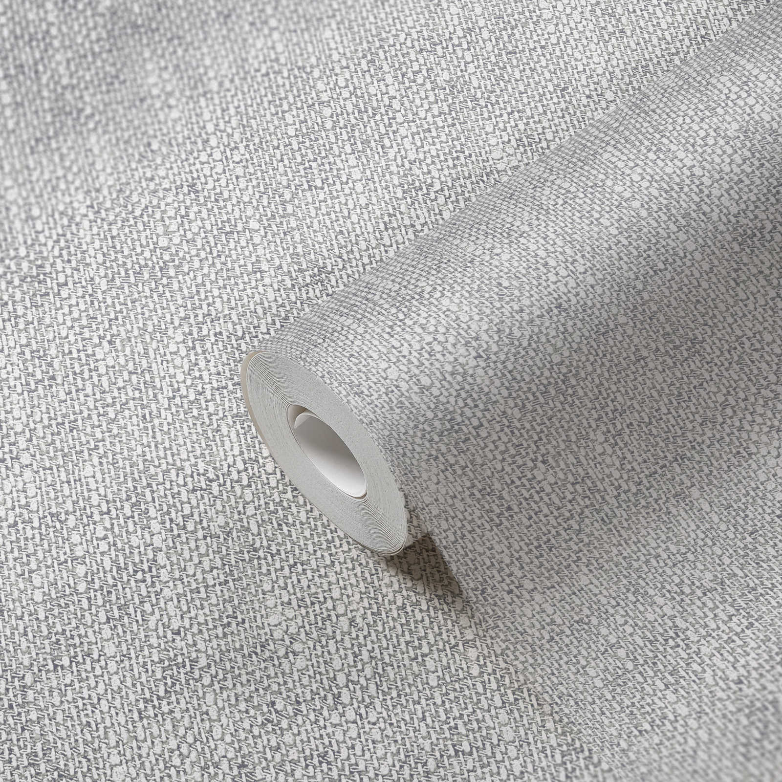             Vliestapete mit realistischer Gewebe Optik – Grau, Weiß
        