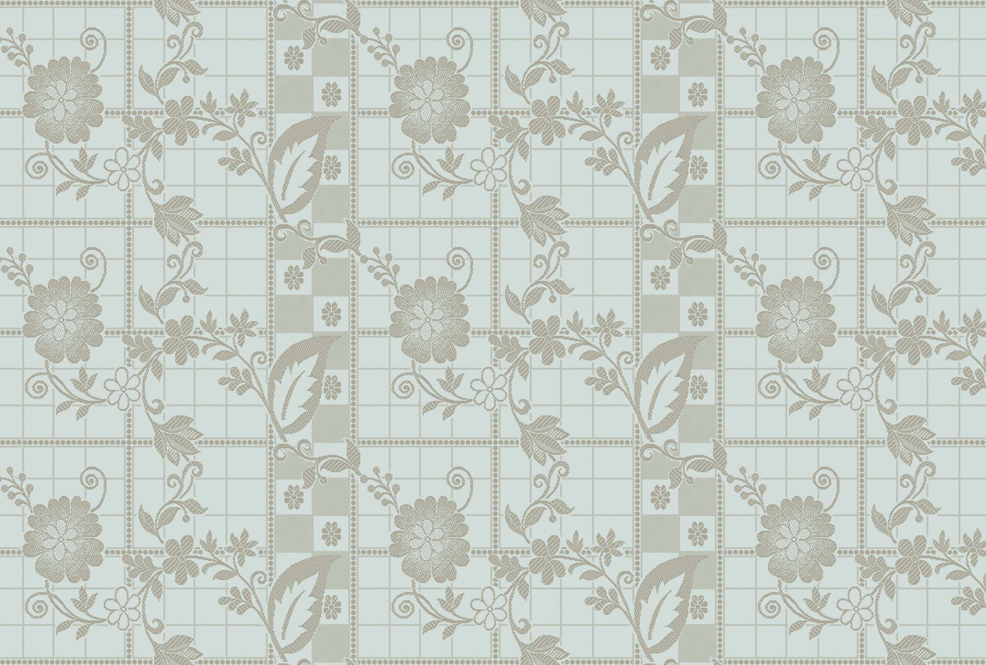            Fototapete »valerie« - Kleine Quadrate im Pixel-Stil mit Blumen – Helles Mintgrün | Glattes, leicht glänzendes Premiumvlies
        
