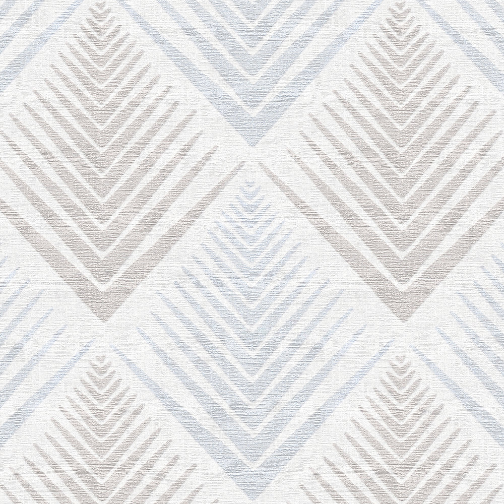            Retro-Tapete im Scandinavian Style – Blau, Grau, Creme
        