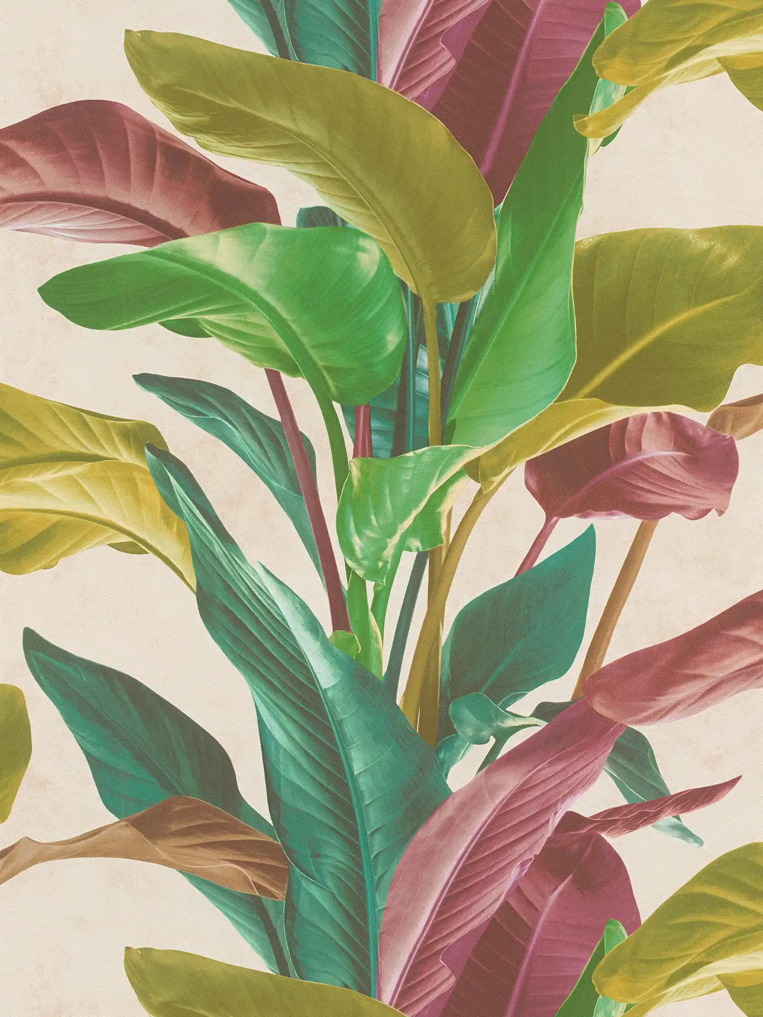         Tapete mit Blätter-Design in leuchtenden Farben – Bunt, Creme, Grün
    