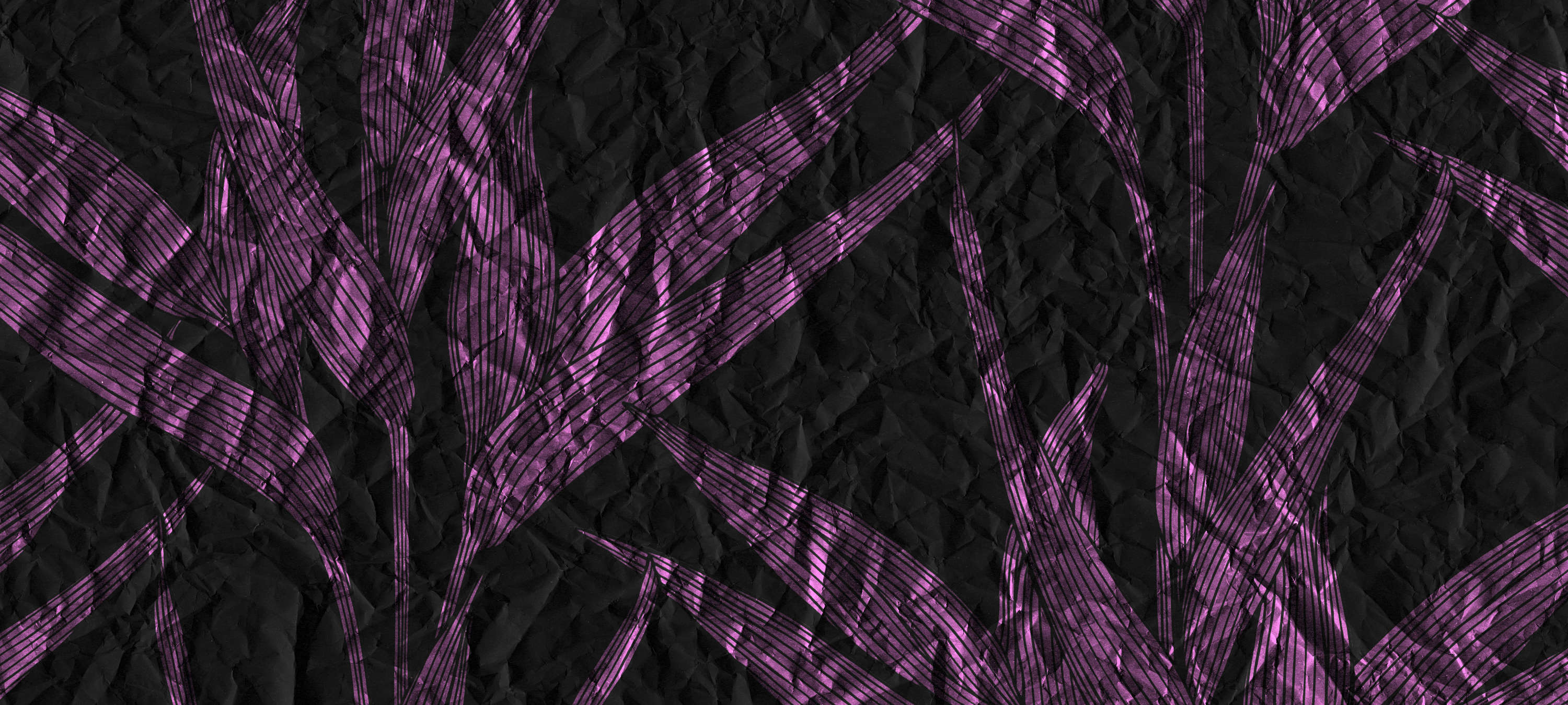             Dunkle Fototapete Blättern & Papier-Optik – Violett, Schwarz
        