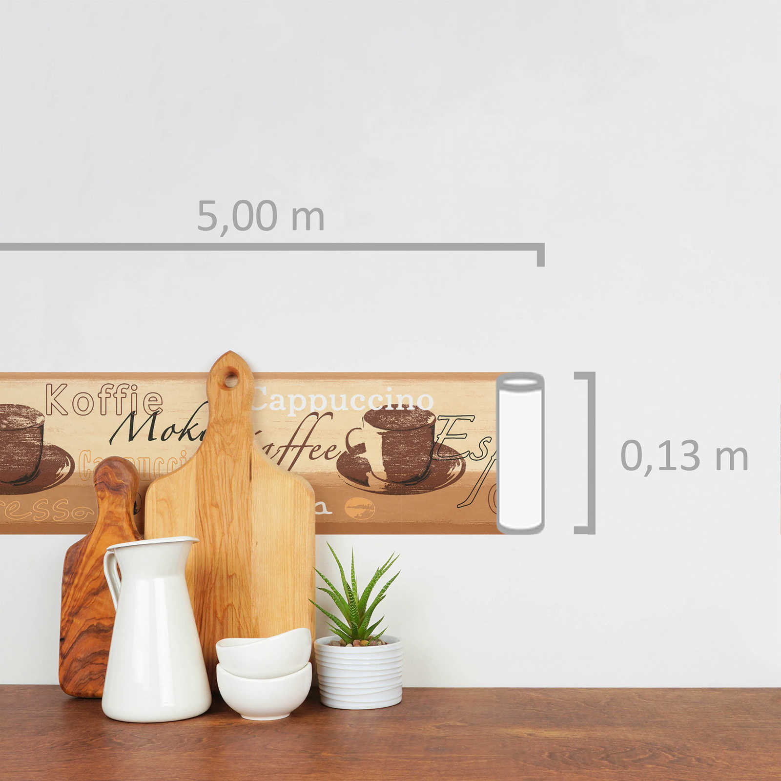             Tapeten Bordüre mit Kaffeemotiv für die Küche – Bunt
        