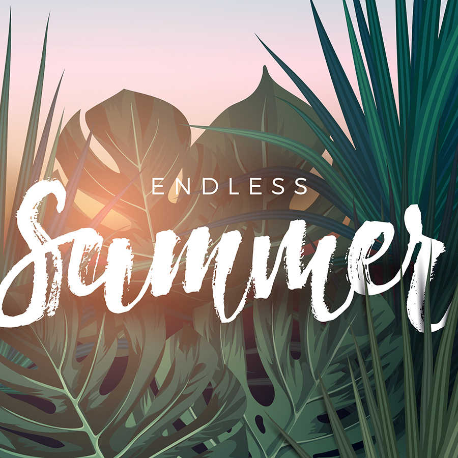 Grafik Fototapete "Endless Summer" Schriftzug auf Premium Glattvlies
