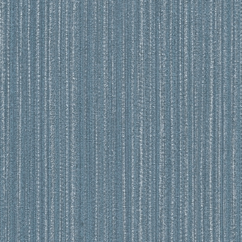             Unitapete mit graublauer Textiloptik – Blau, Metallic
        