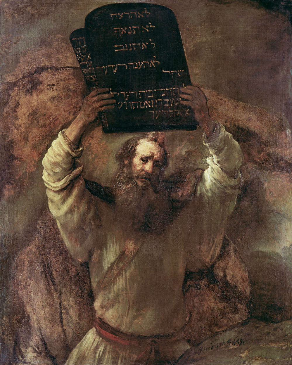             Fototapete "Moses zerschmettert die Gesetzestafeln" von Rembrandt van Rijn
        