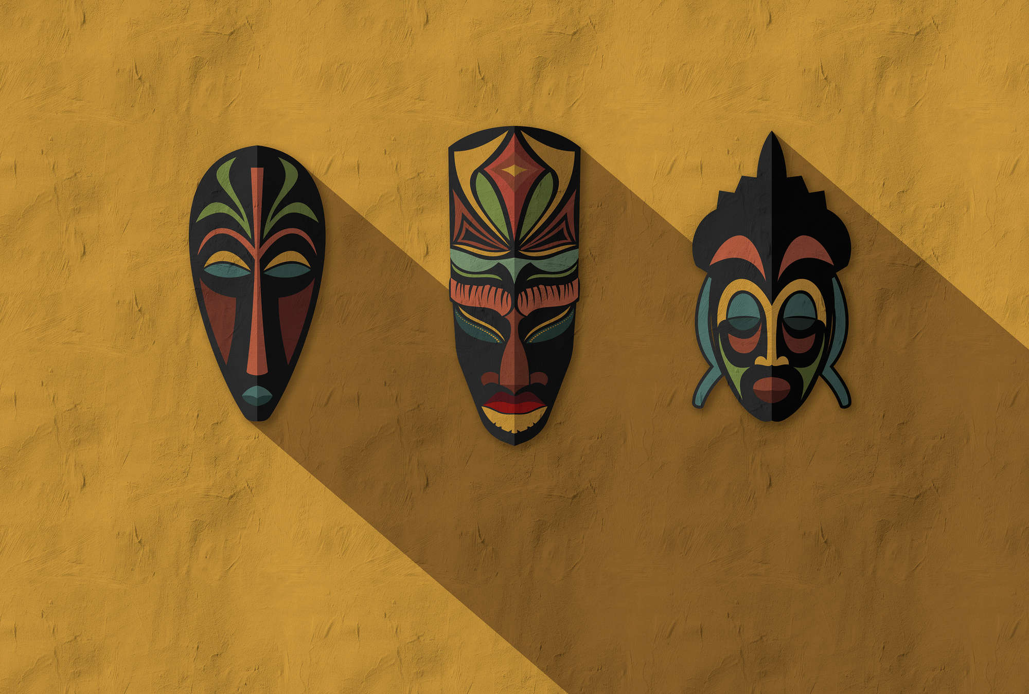             Zulu 1 – Fototapete Senfgelb, Afrika Masken Zulu Design
        