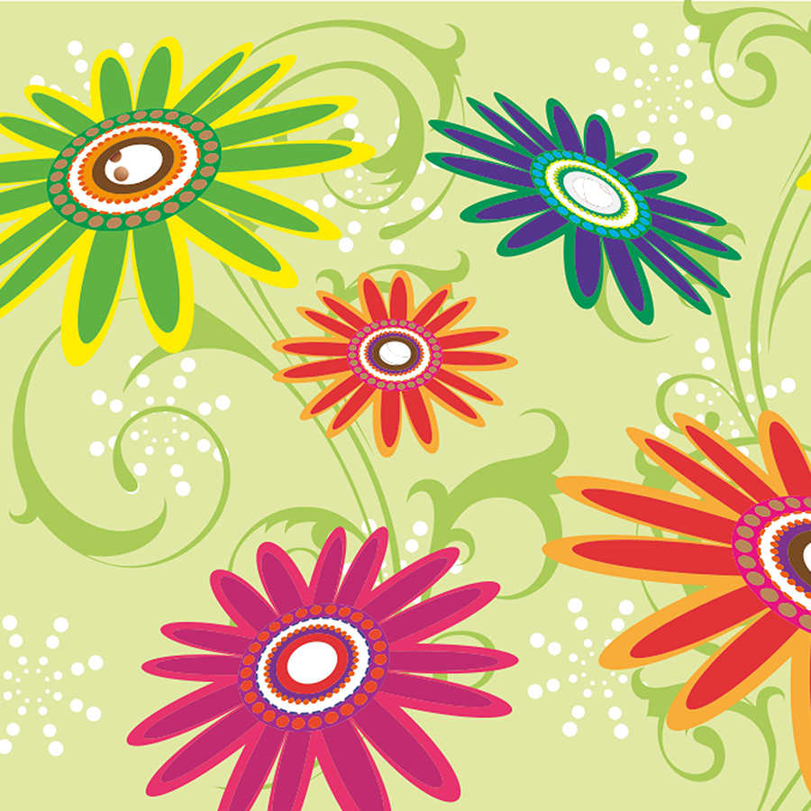 Fototapete stilisierte Blüten – Perlmutt Glattvlies
