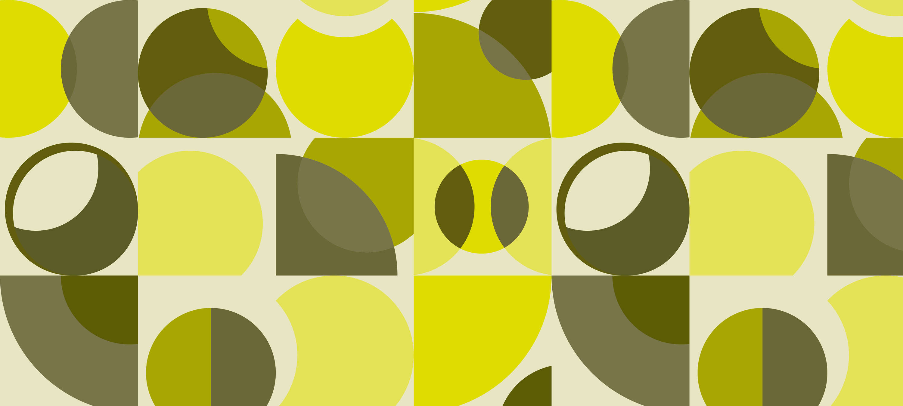             Retro Fototapete mit geometrischem Design – Gelb, Grün, Grau
        