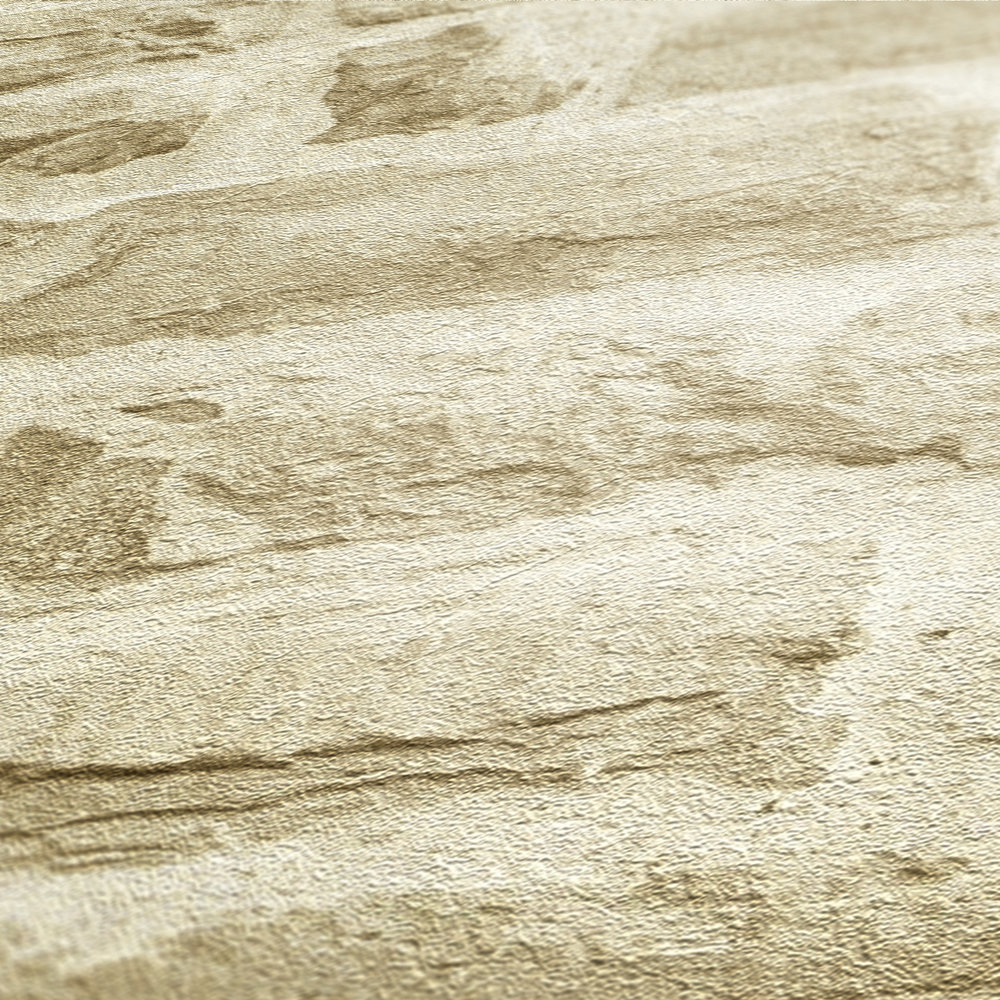             Vliestapete hellbeige mit Natursteinmauer-Look – Beige, Creme
        