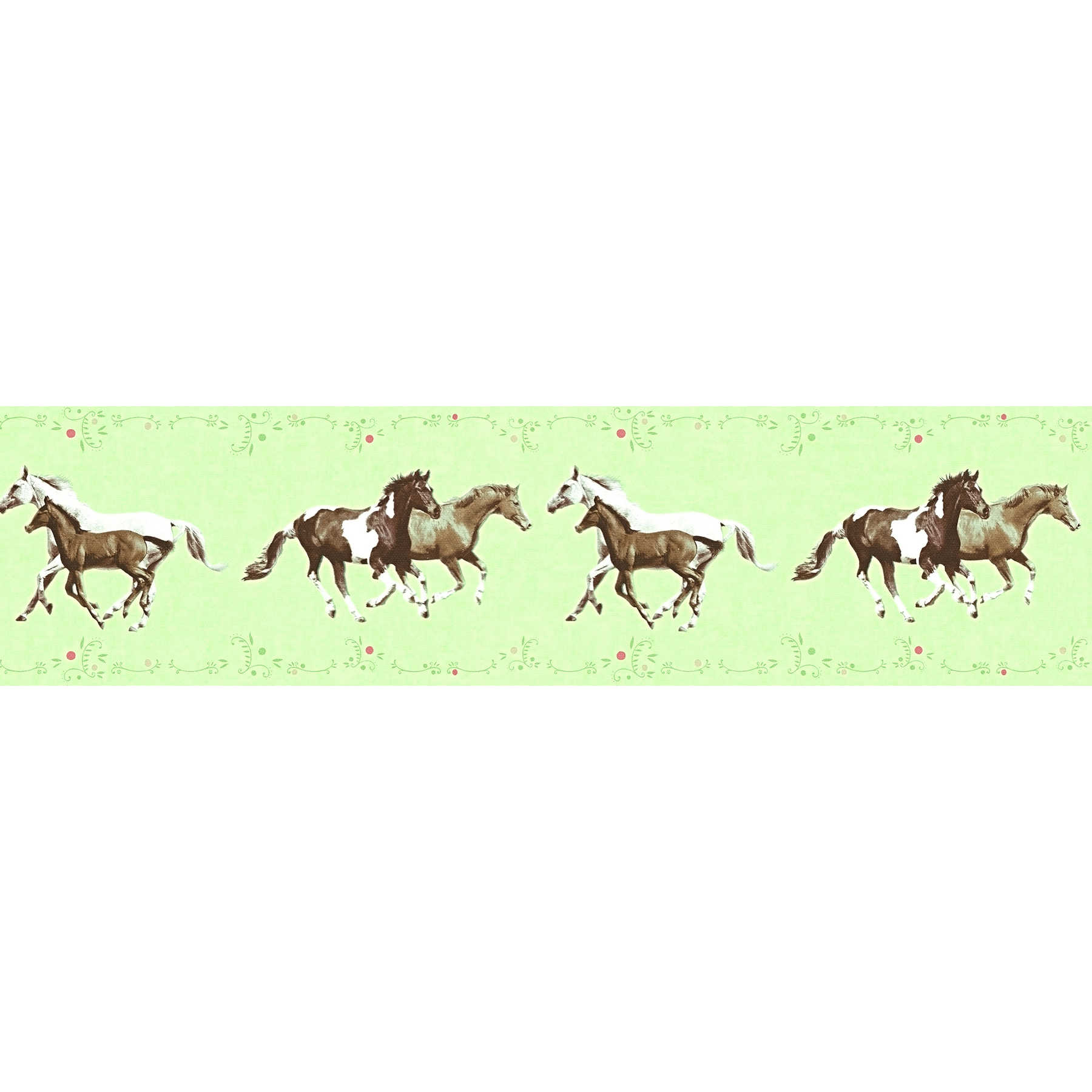             Tapetenborte Pferde für Kinderzimmer – Bunt, Grün
        