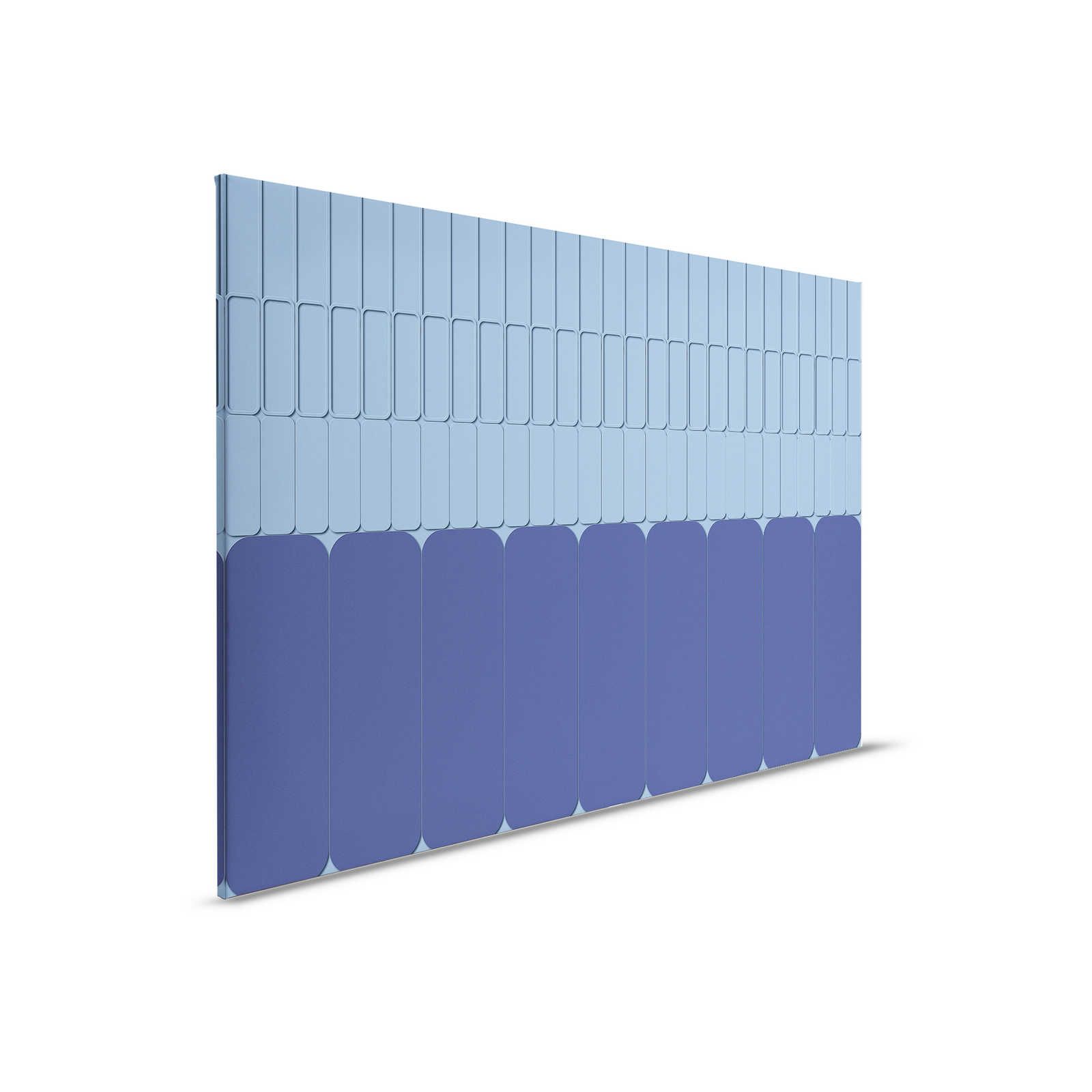         Metro 1 - Grafik Leinwandbild Blau mit Ton-in-Ton Muster – 0,90 m x 0,60 m
    