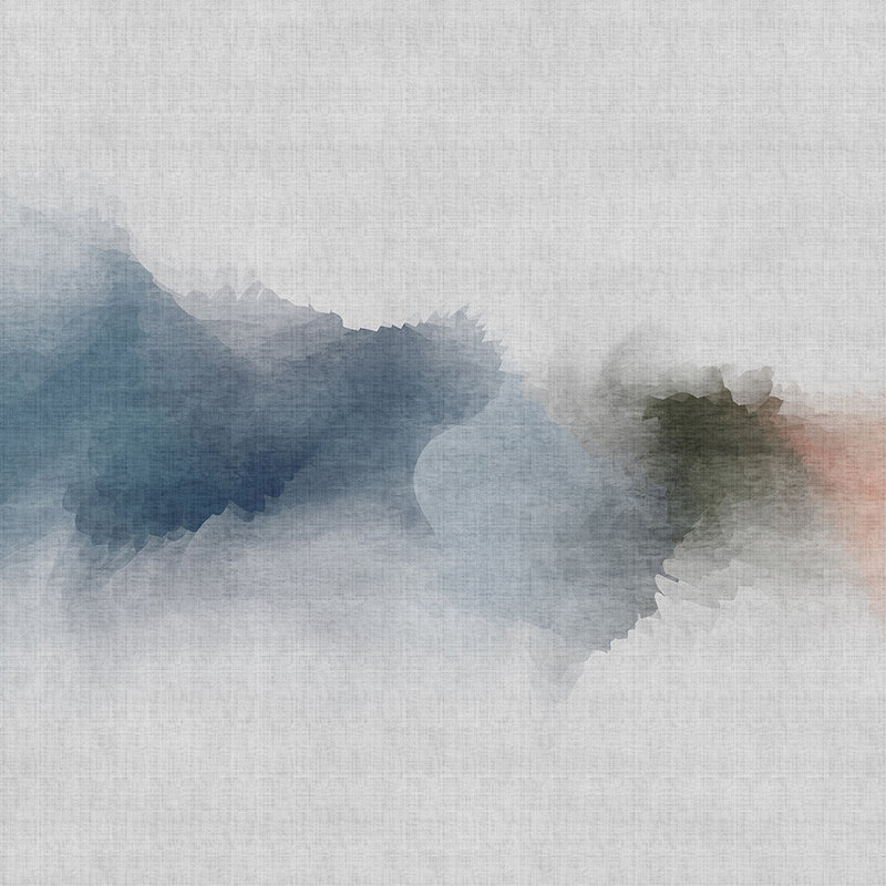 Daydream 1 - Minimalistische Fototapete im Aquarell Stil- Naturleinen Struktur – Grau, Orange | Perlmutt Glattvlies

