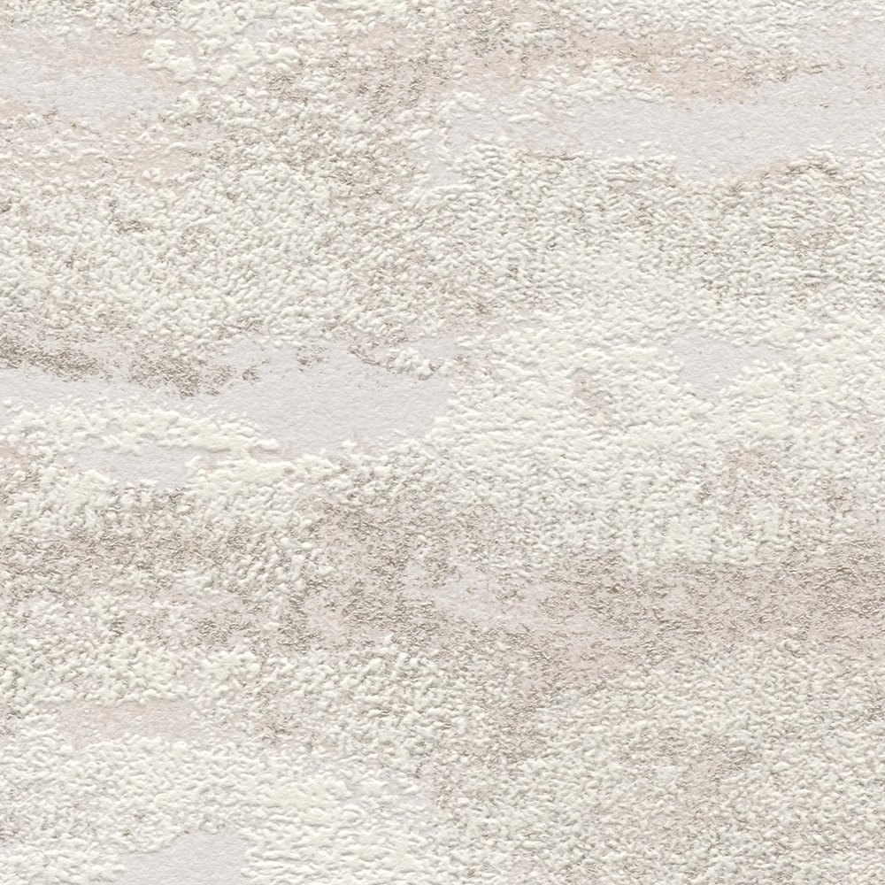             Vliestapete mit leichtem Wellenmuster & Glitzereffekt – Weiß, Beige
        