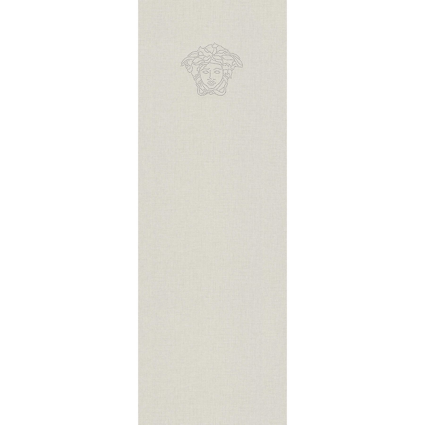 Einfarbige Vliestapete Silber mit Perlen Logo – Metallic
