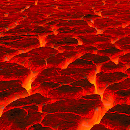 Fototapete Lava mit glühendem Feld & Magmastrom
