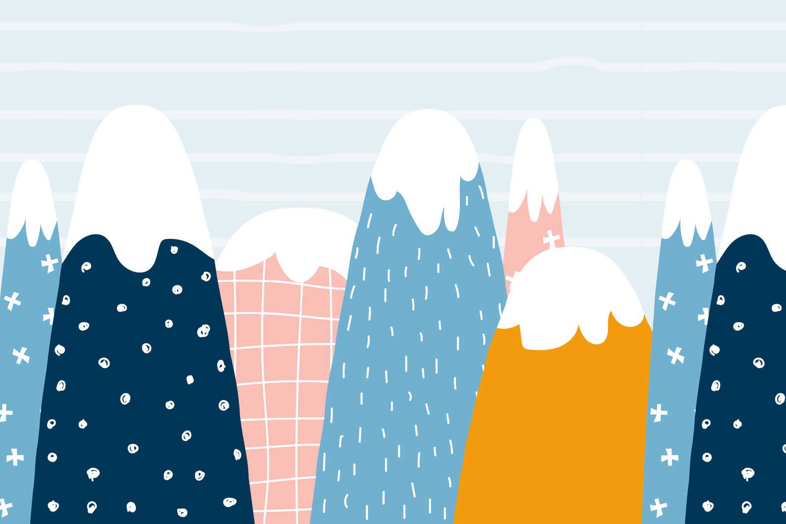             Leinwand mit verschneiten Hügeln im gemalten Stil – 120 cm x 80 cm
        