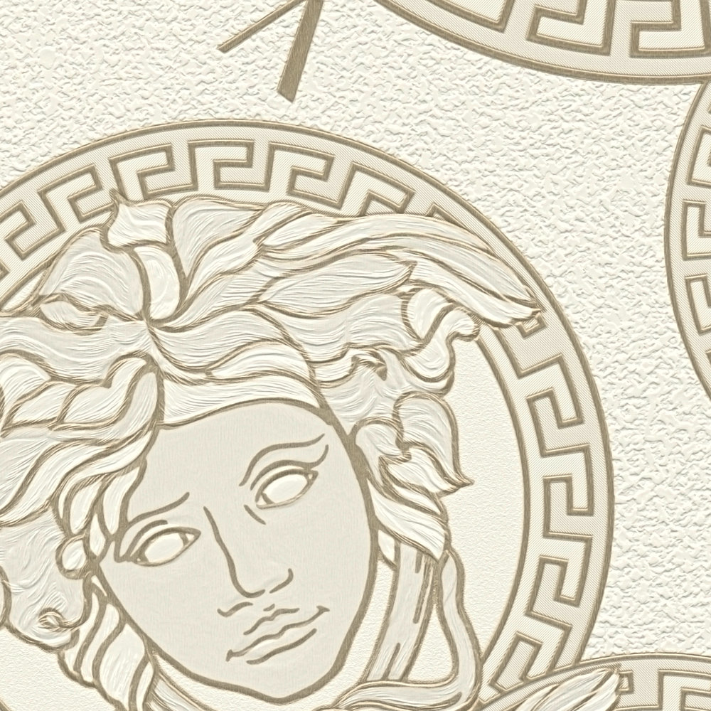             Vliestapete VERSACE mit Medusa Logo – Grau, Metallic
        