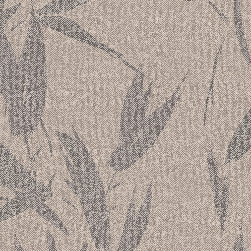             Vliestapete Blättermotiv abstrakt, Textiloptik – Braun, Beige
        