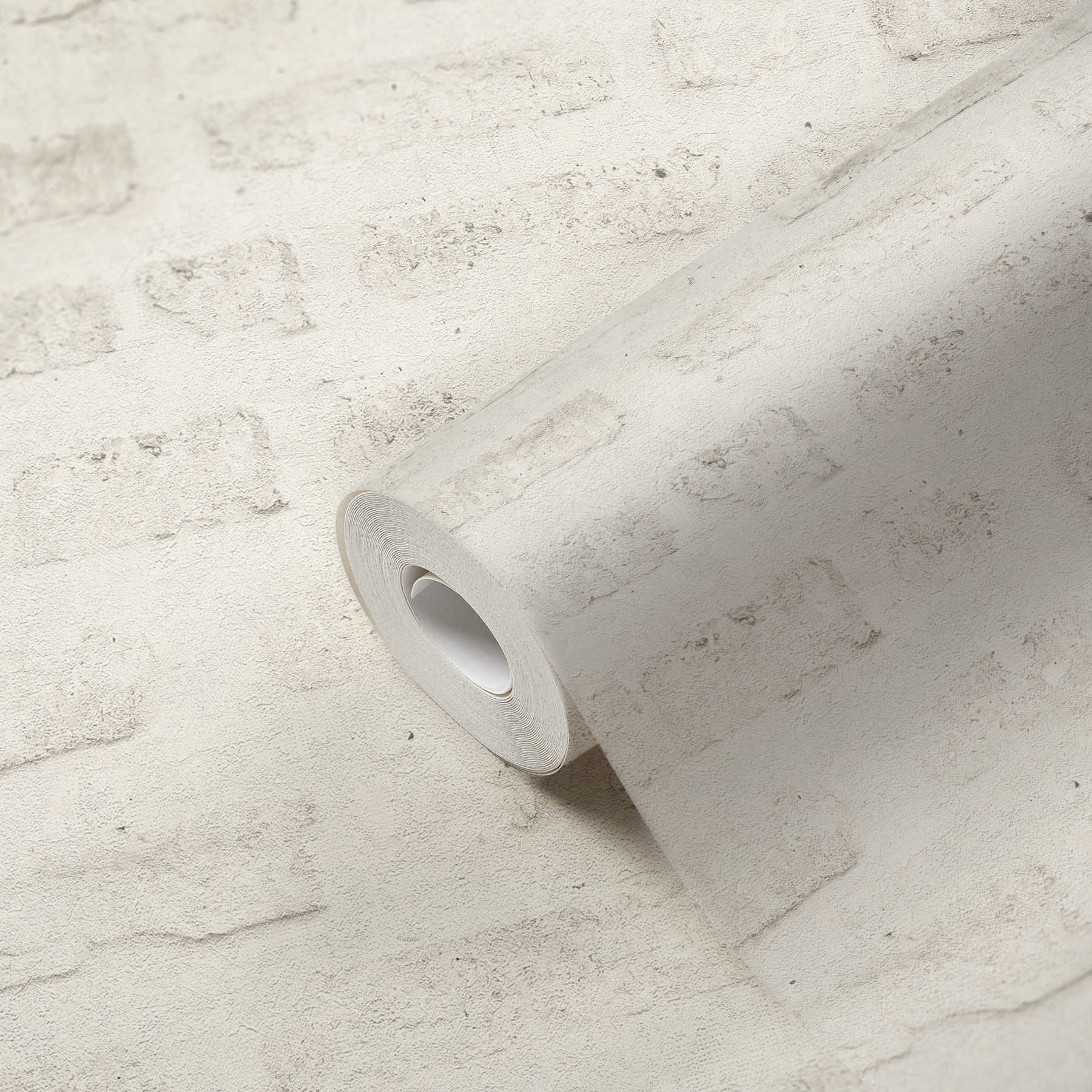             Industrial Style Tapete mit Steinoptik und Mauermotiv – Grau, Weiß
        