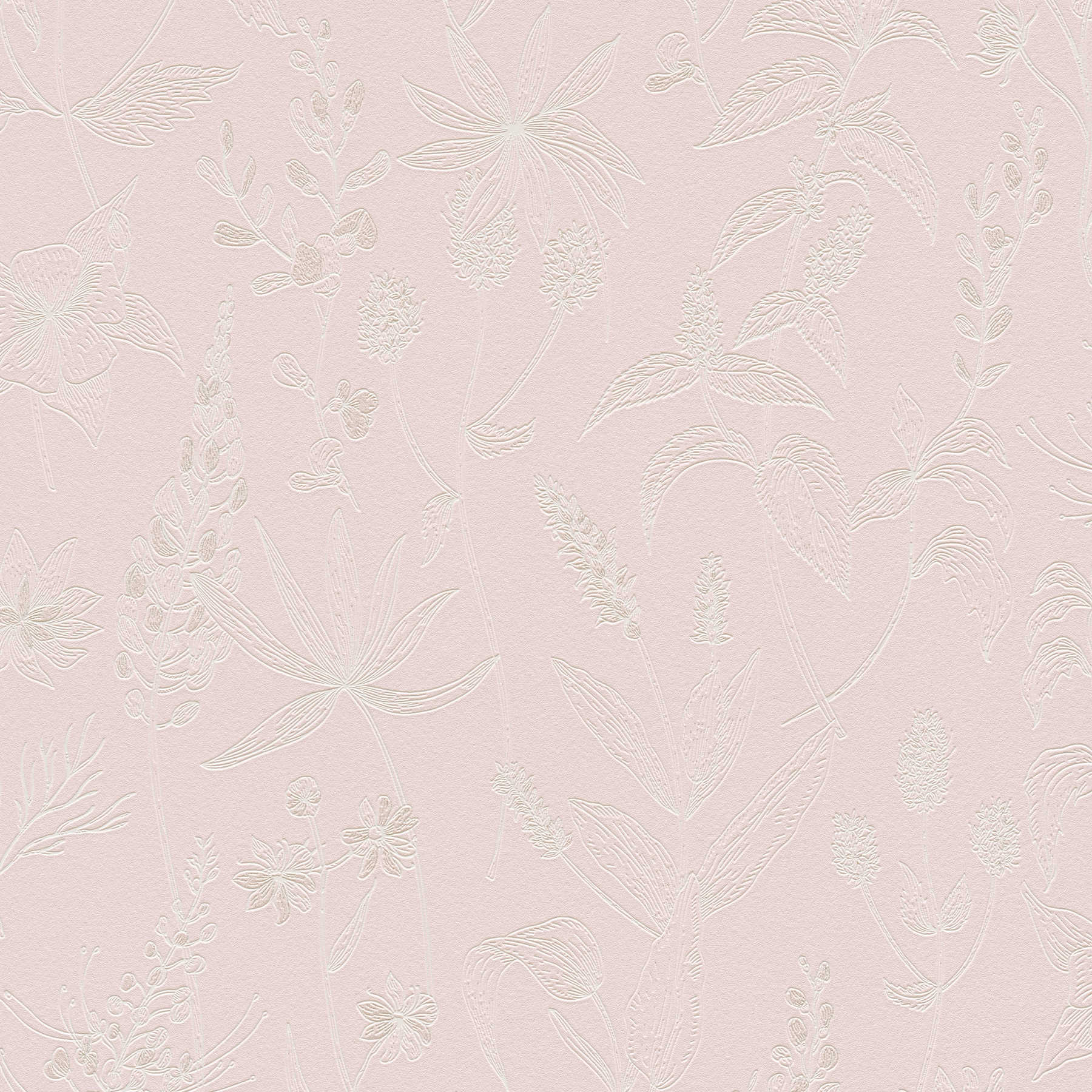         Vliestapete mit Blütenmuster und Metallic-Akzent – Rosa, Silber, Weiß
    