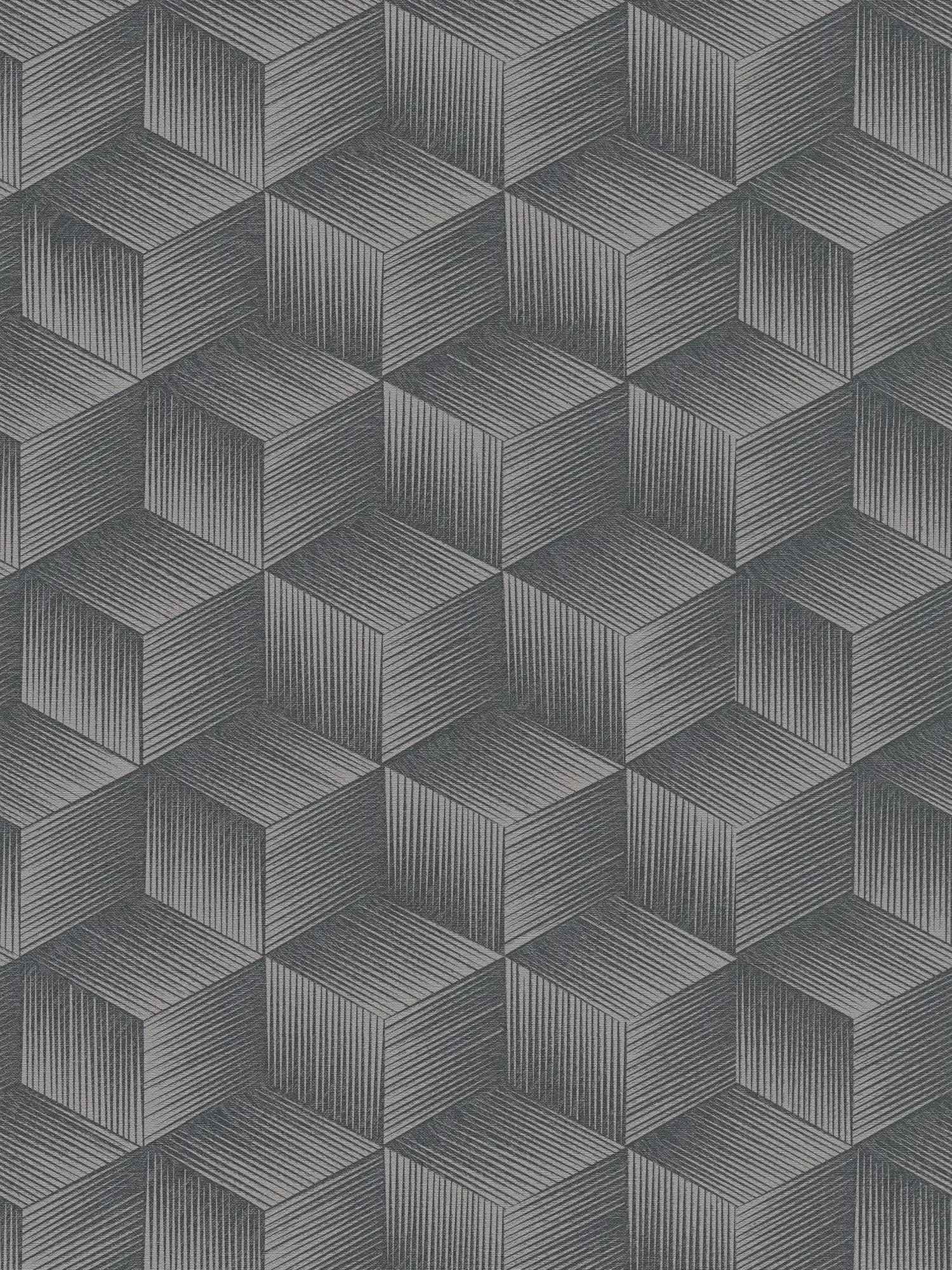 3D-Tapete mit Glitzereffekt und Quadratmuster PVC-frei – Schwarz, Grau
