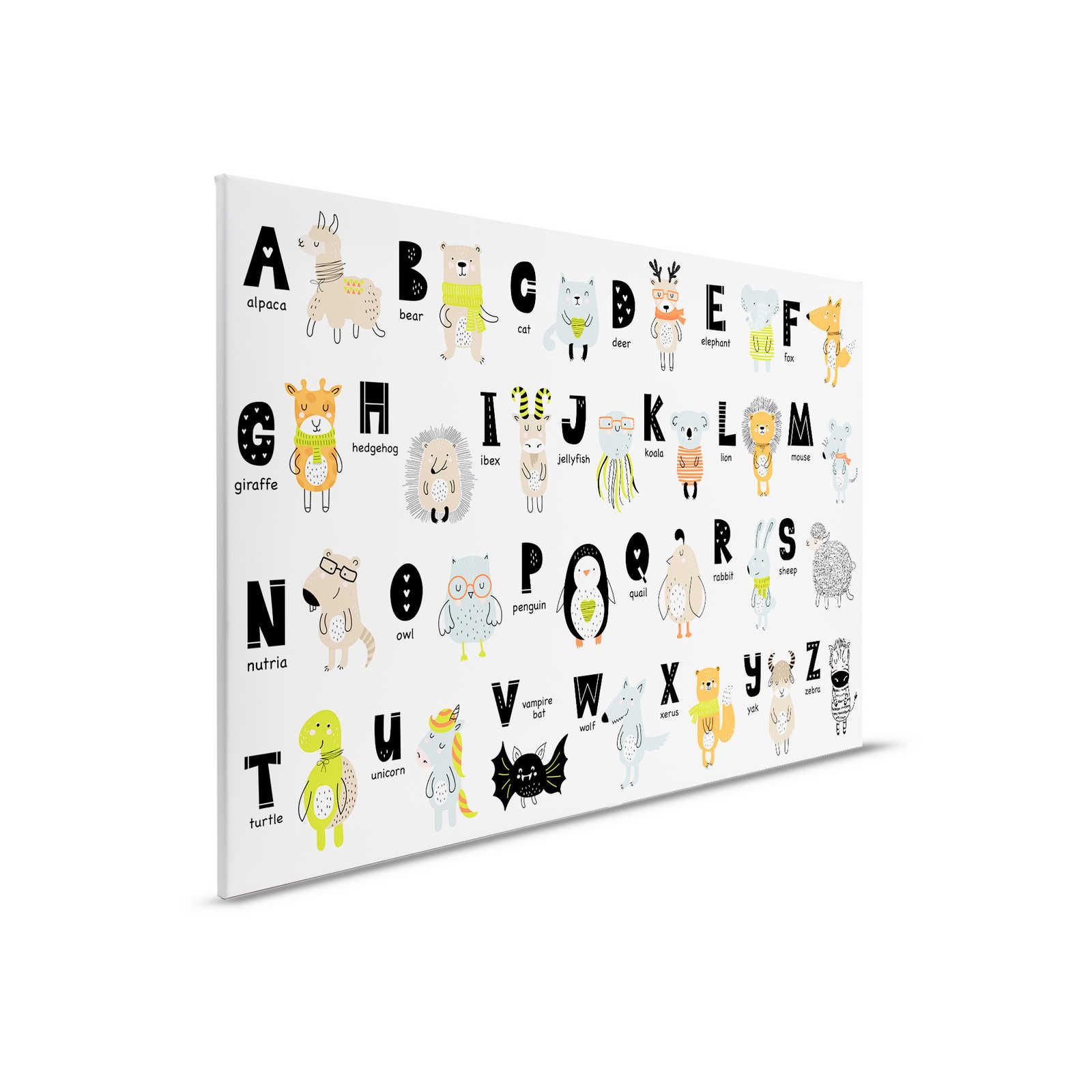         Leinwand Alphabet mit Tieren und Tiernamen – 90 cm x 60 cm
    
