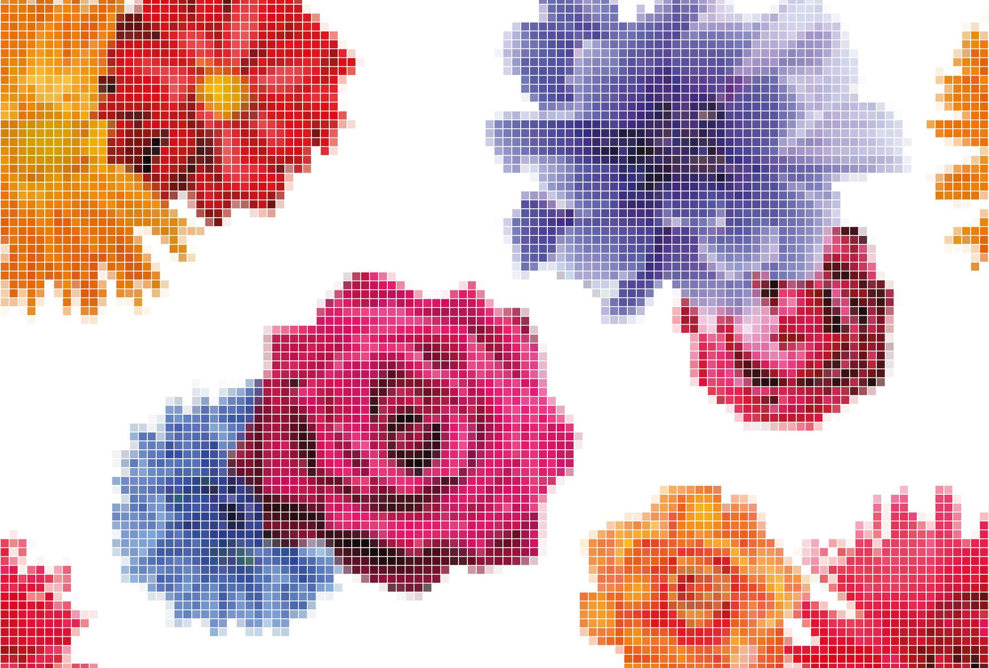             Fototapete Pixel-Artwork – Rosen im grafischen Design
        