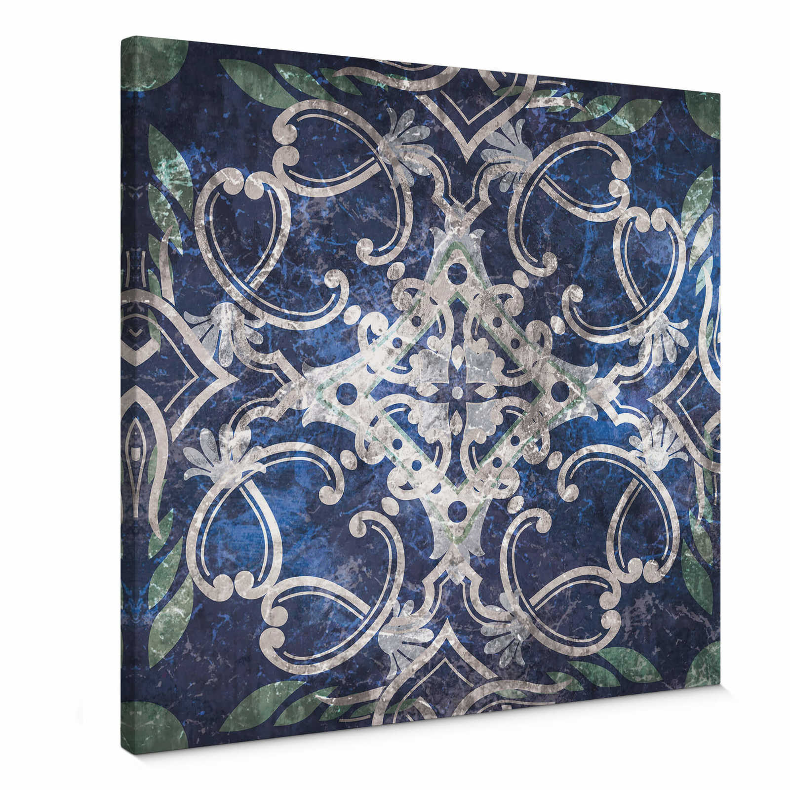         Quadratisches Leinwandbild in Blau mit orientalischem Design – 0,50 m x 0,50 m
    