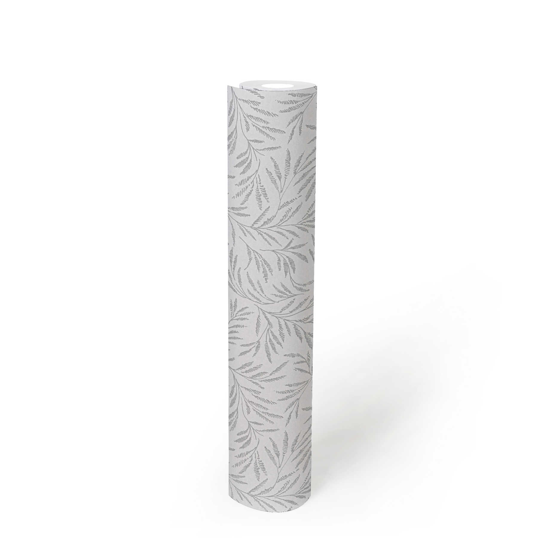             Vliestapete Metallic Muster mit Blätterranken – Grau, Silber
        