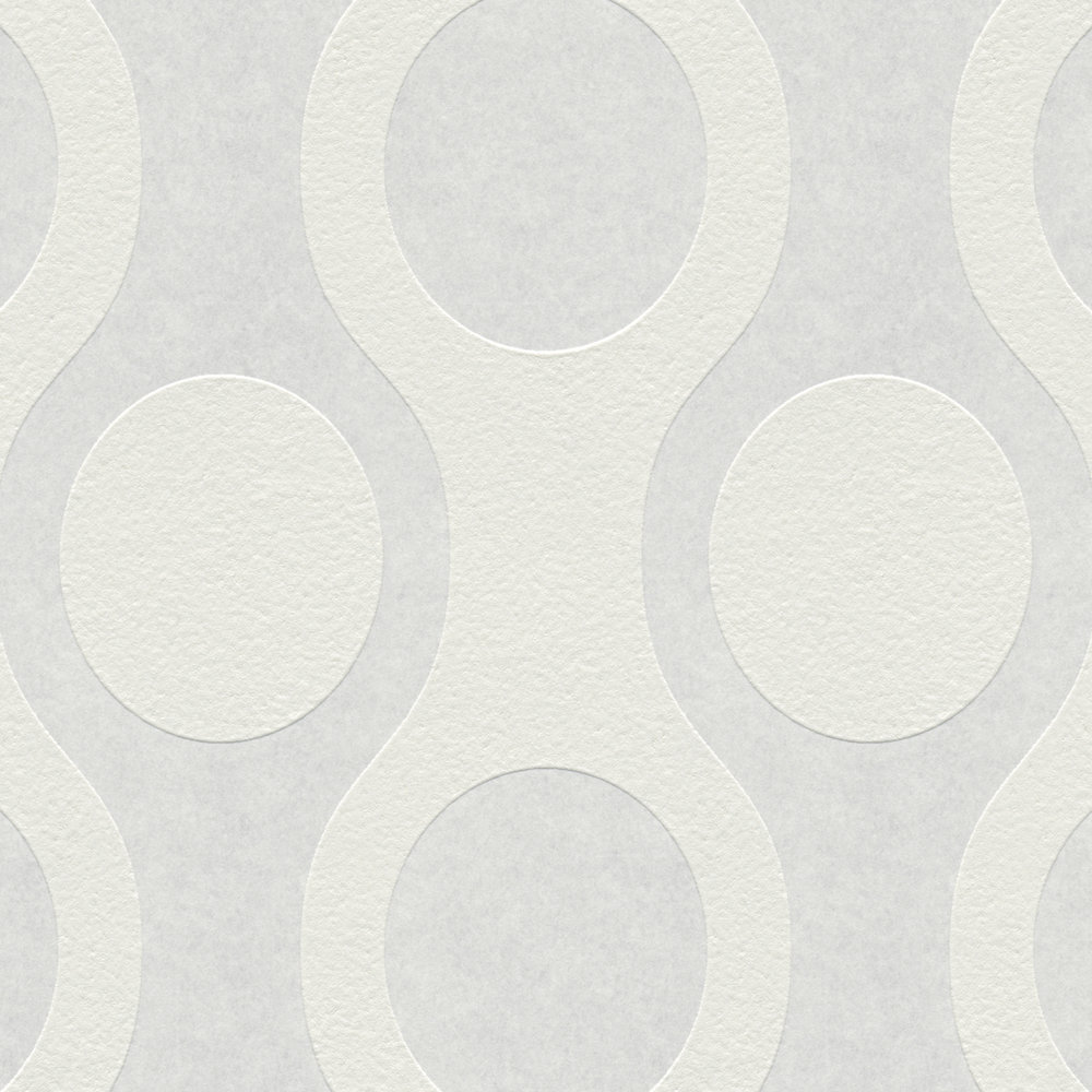             Überstreichbare Tapete mit 60er Retro Kreis Muster – Weiß
        