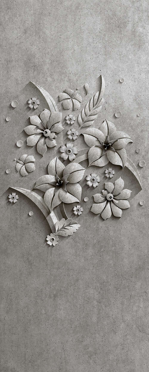             Relief panel 1 - Fotopaneel Blütenrelief in Beton Struktur – Grau, Schwarz | Mattes Glattvlies
        