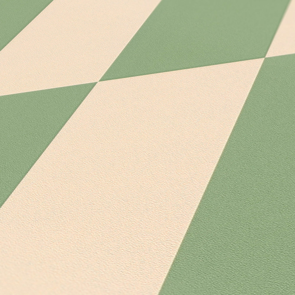             Vliestapete Grafik Vierecke zweifarbig – Beige, Grün
        