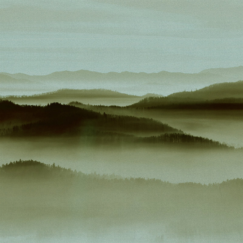 Horizon 2 - Fototapete in Pappe Struktur mit Nebel-Landschaft, Natur Sky Line – Beige, Grün | Perlmutt Glattvlies
