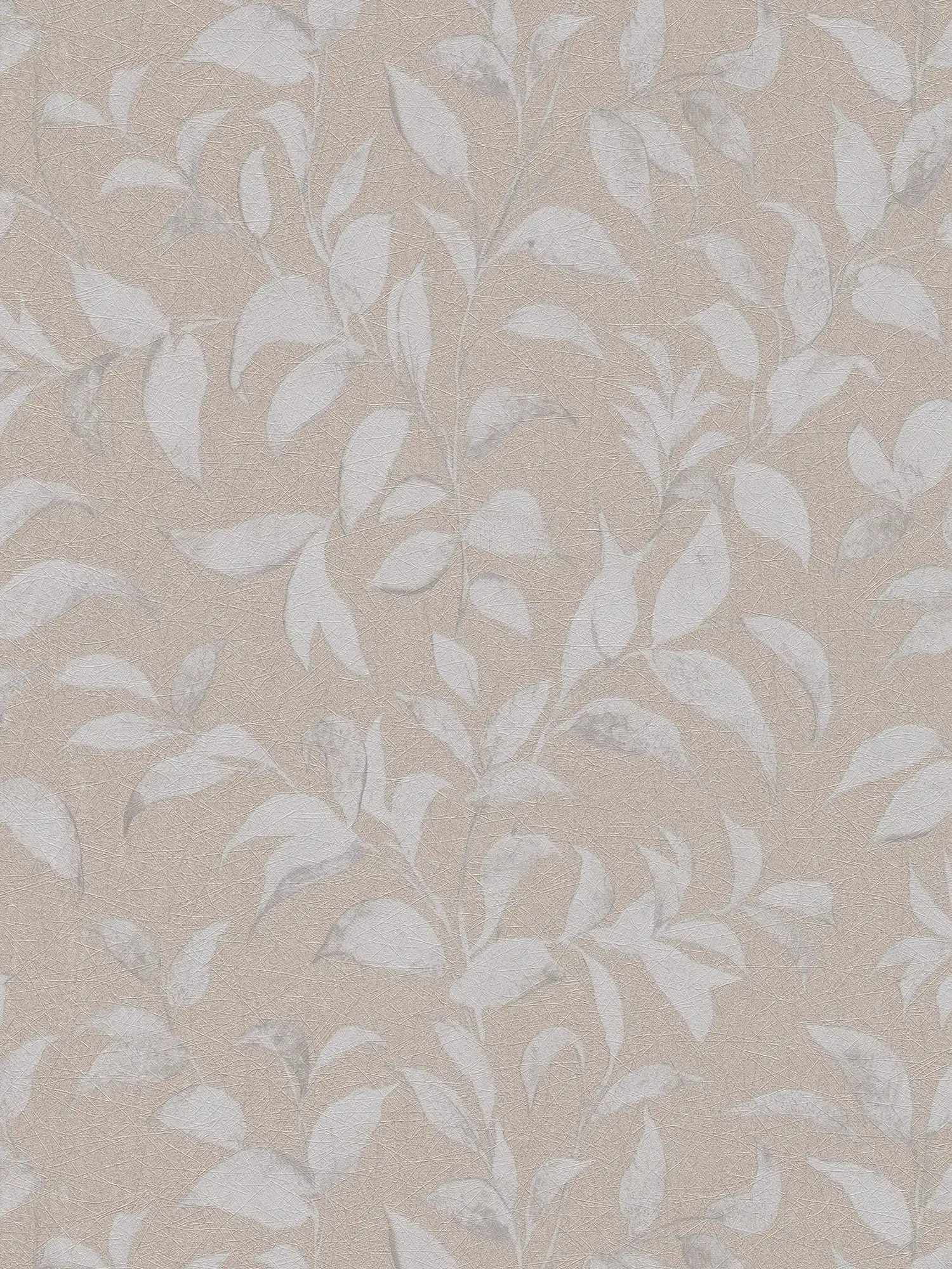 Florale Blätter-Tapete schimmernd strukturiert – Grau, Silber
