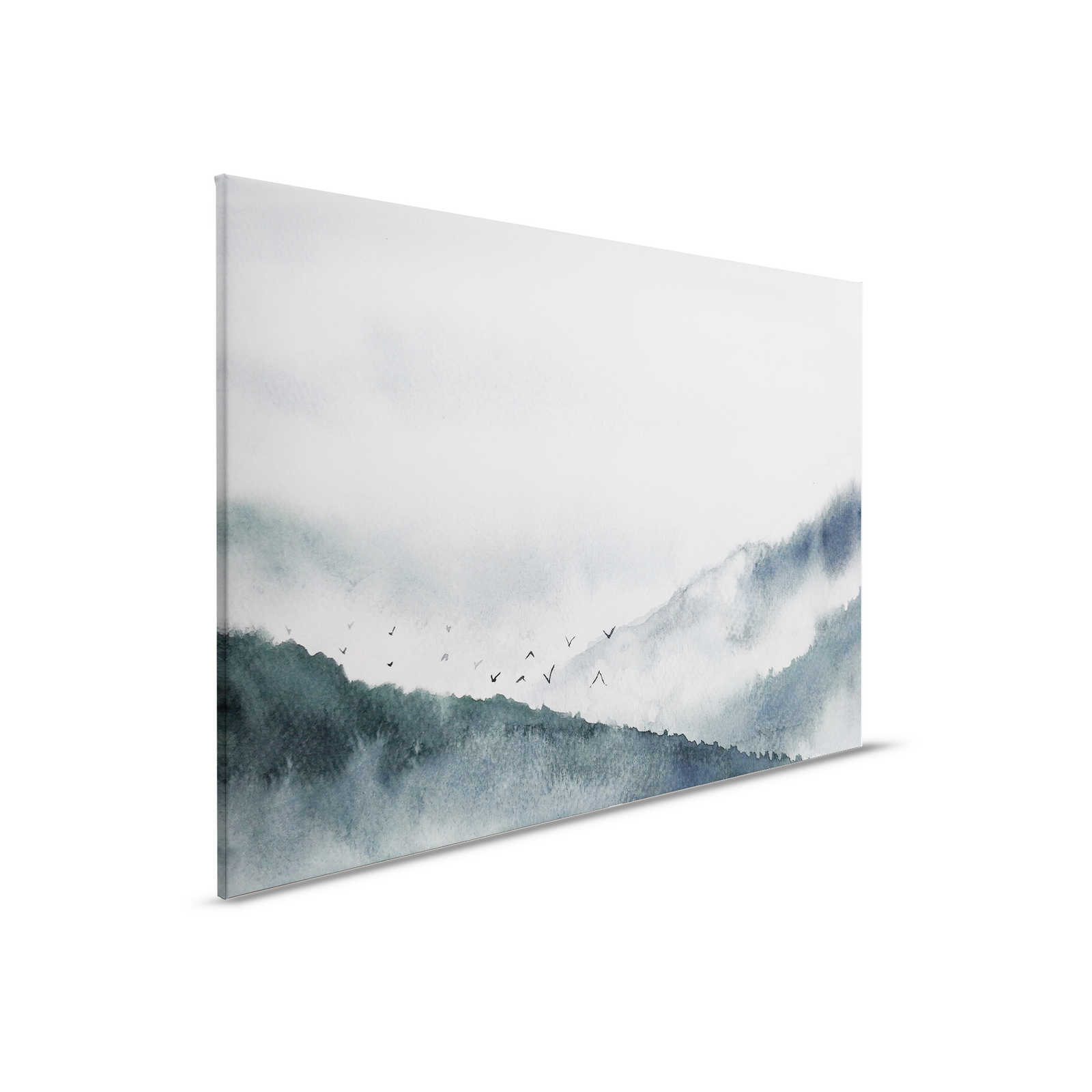         Leinwand mit nebeliger Landschaft im Gemälde-Stil | grau, schwarz – 0,90 m x 0,60 m
    