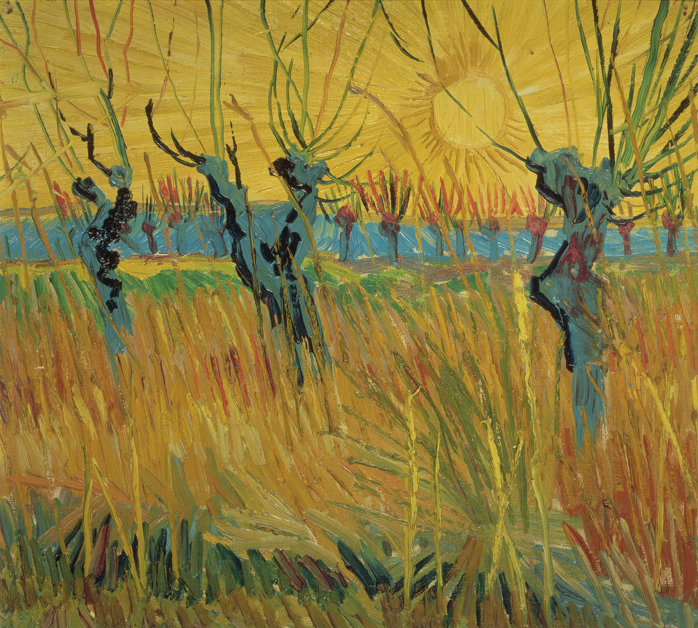             Fototapete "Weiden bei Sonnenuntergang" von Vincent van Gogh
        