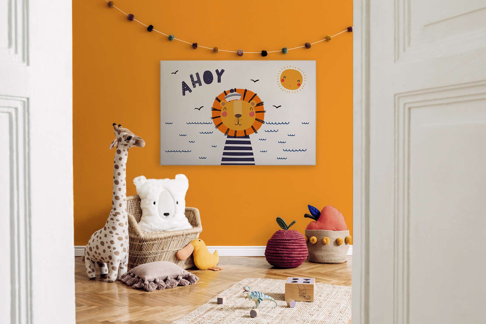             Leinwand fürs Kinderzimmer mit Löwen-Pirat – 120 cm x 80 cm
        