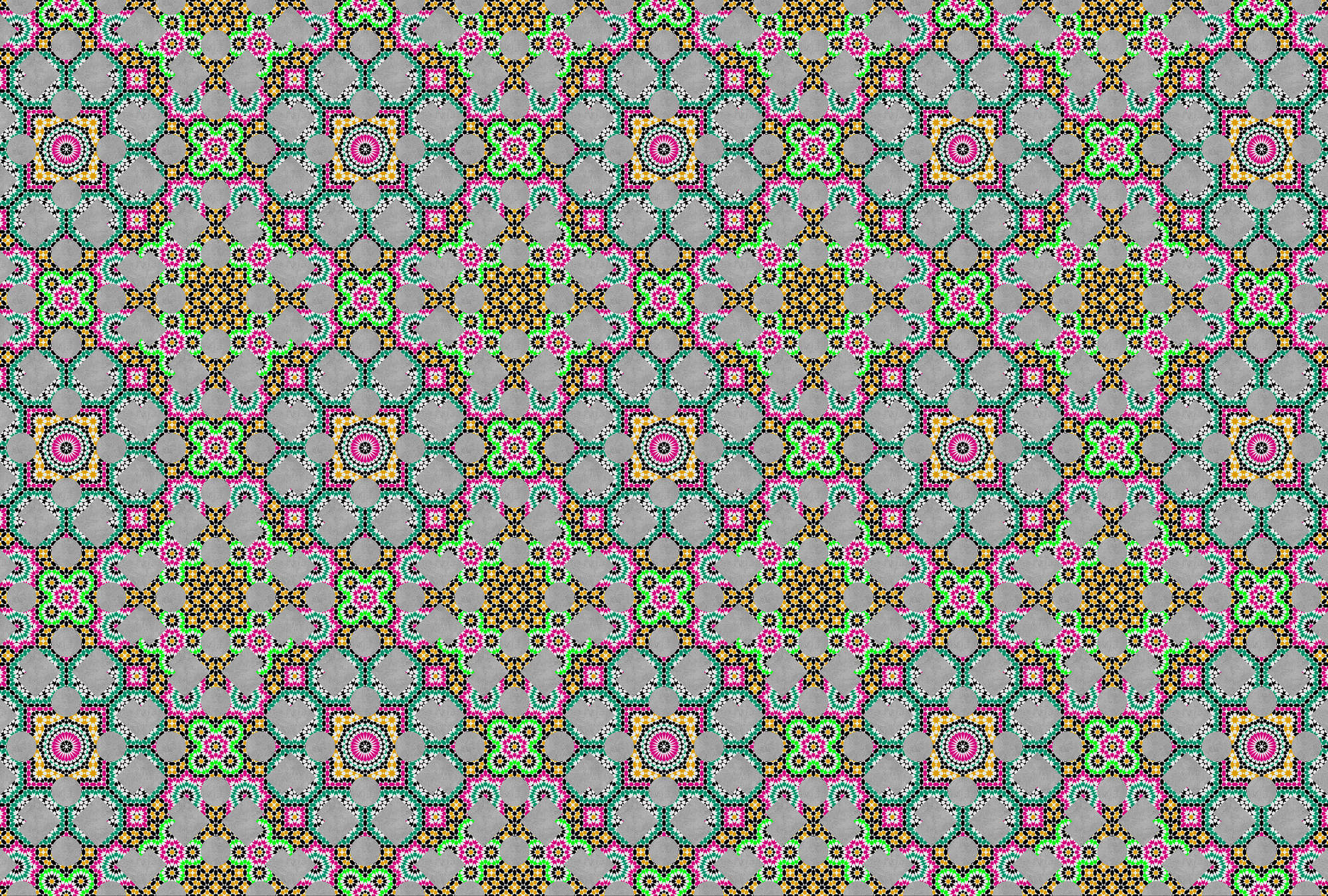             Bunte Fototapete mit Kaleidoskop Effekt – Grau, Rosa
        