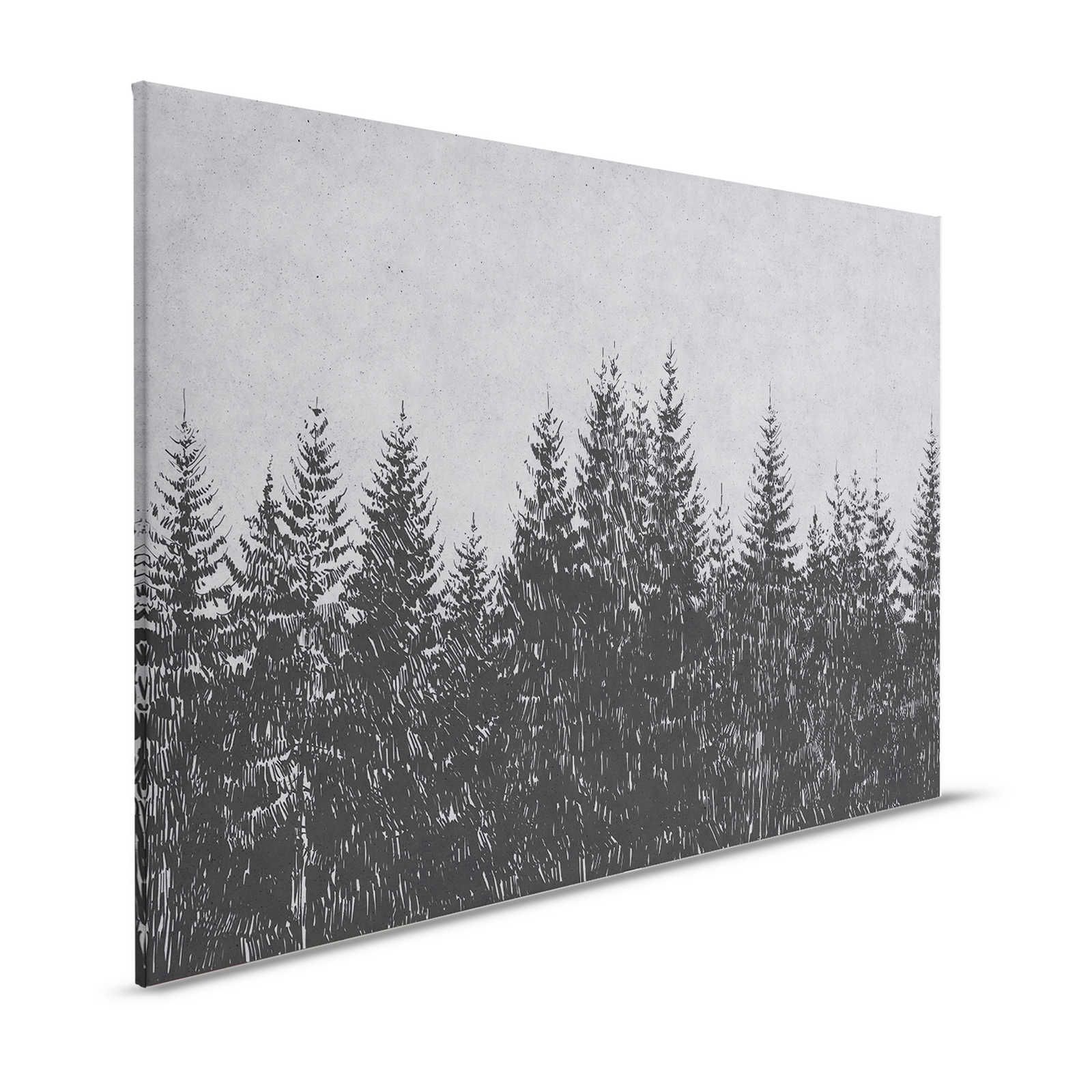 Leinwandbild Tannenwald im Zeichenstil – 1,20 m x 0,80 m
