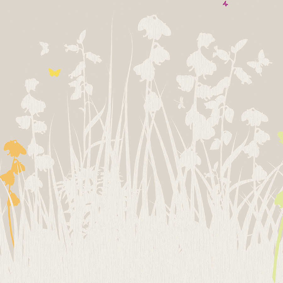 Fototapete Blumen und Gräser in Beige – Strukturiertes Vlies
