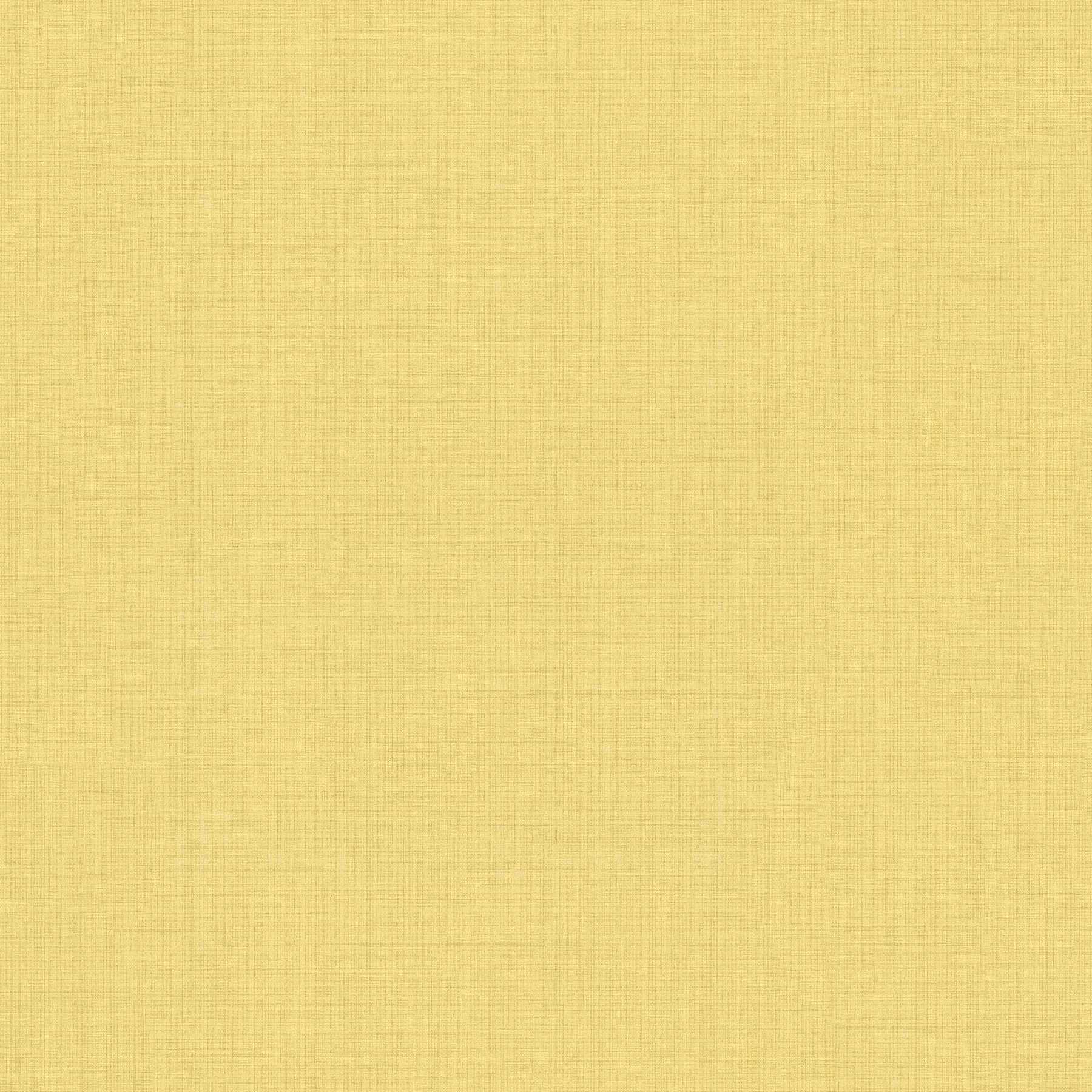 Gelbe Tapete einfarbig mit Leinenoptik Schraffur
