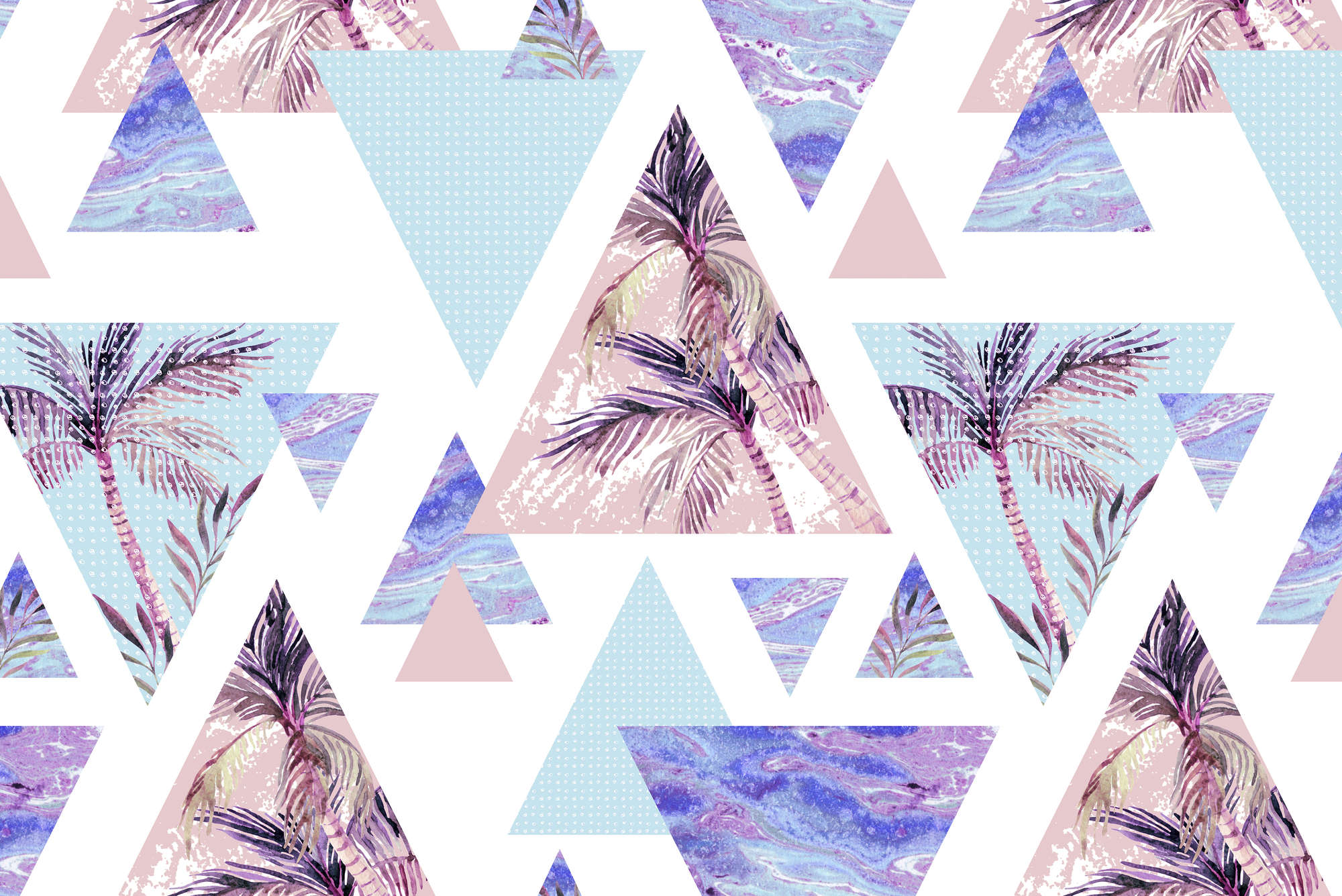             Grafik Fototapete Dreiecke mit Palmen Motiven auf Matt Glattvlies
        