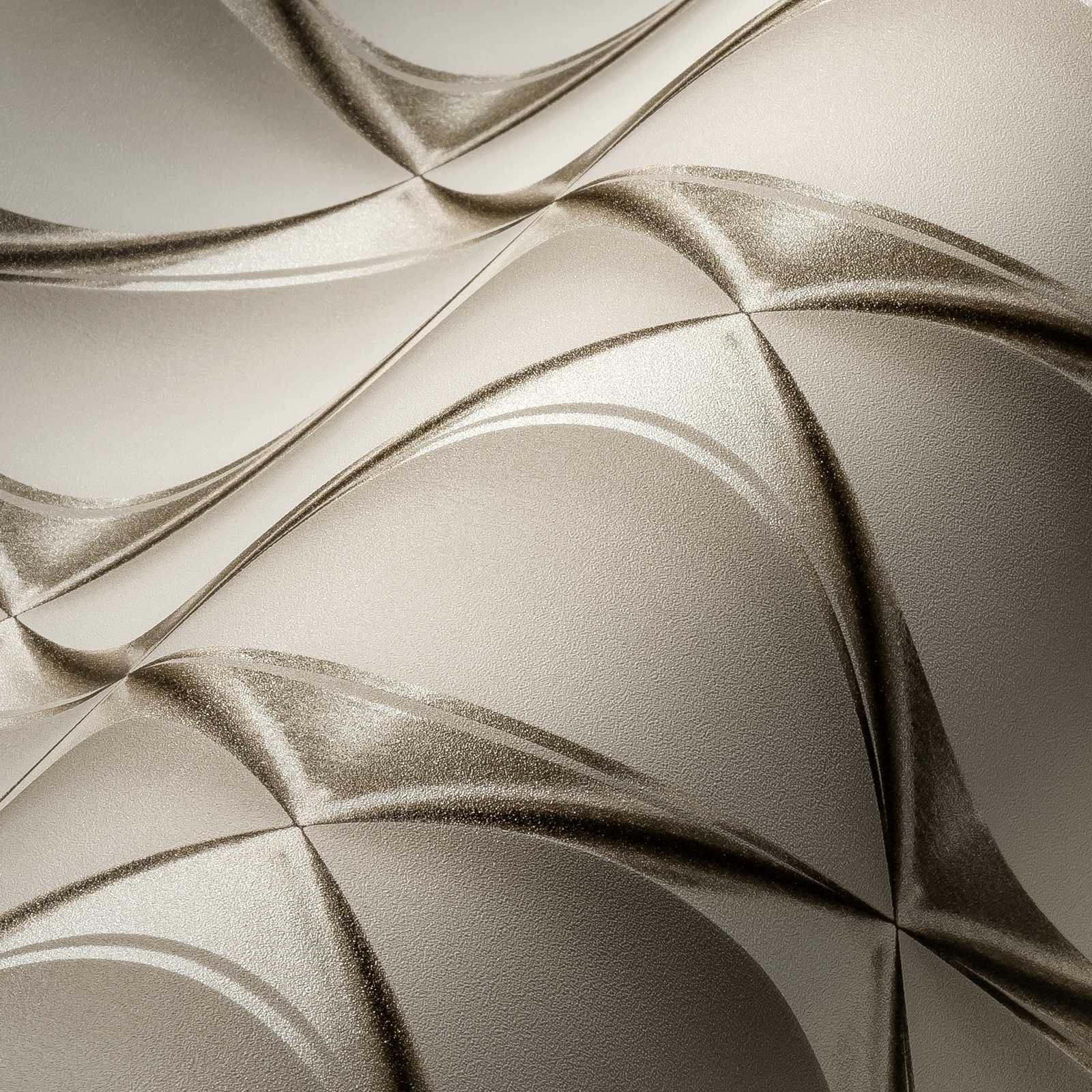             3D Tapete Silber-Weiß mit Retro Design – Grau, Metallic, Beige
        