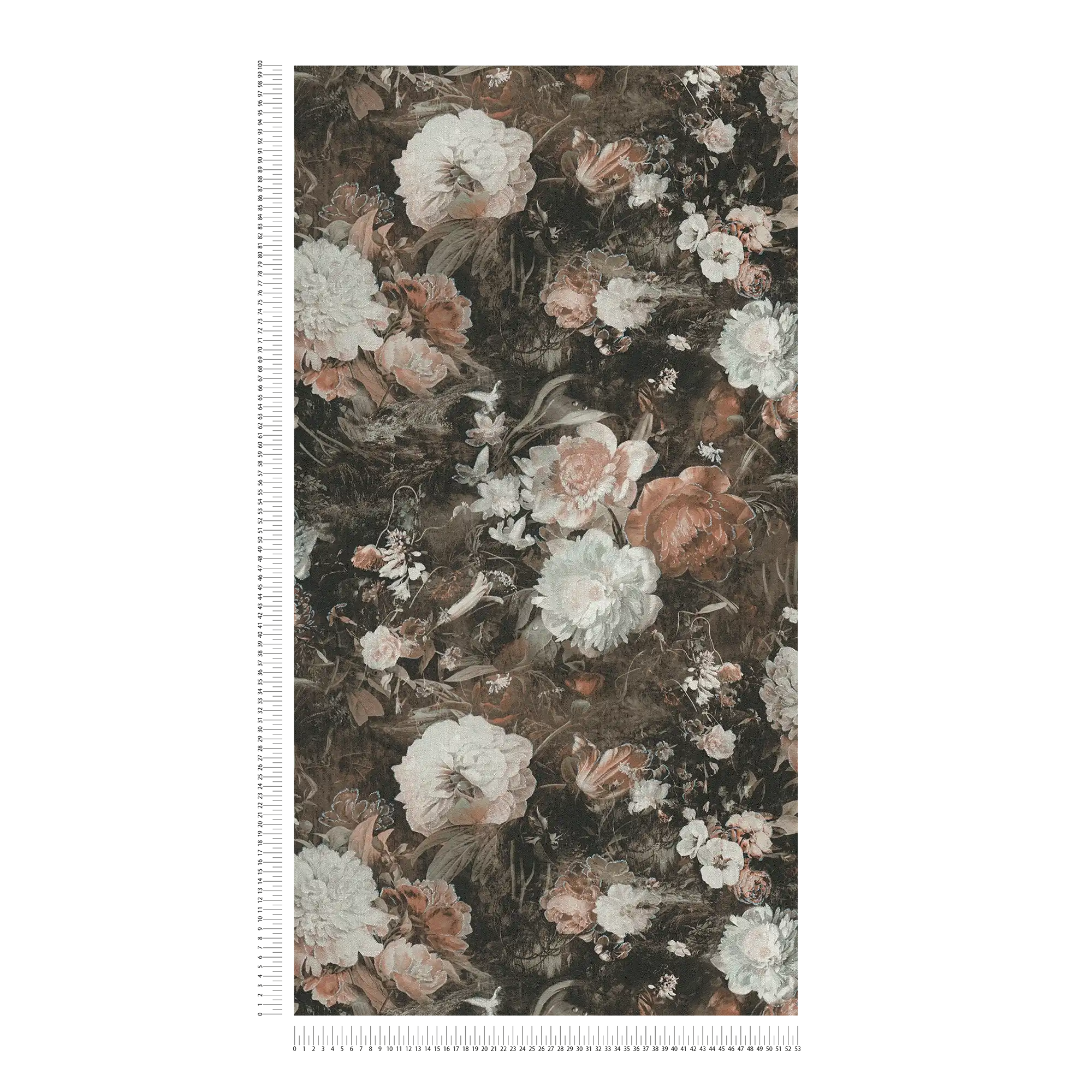             Vintage Blumentapete Klassik Rosen-Muster – Creme, Braun
        